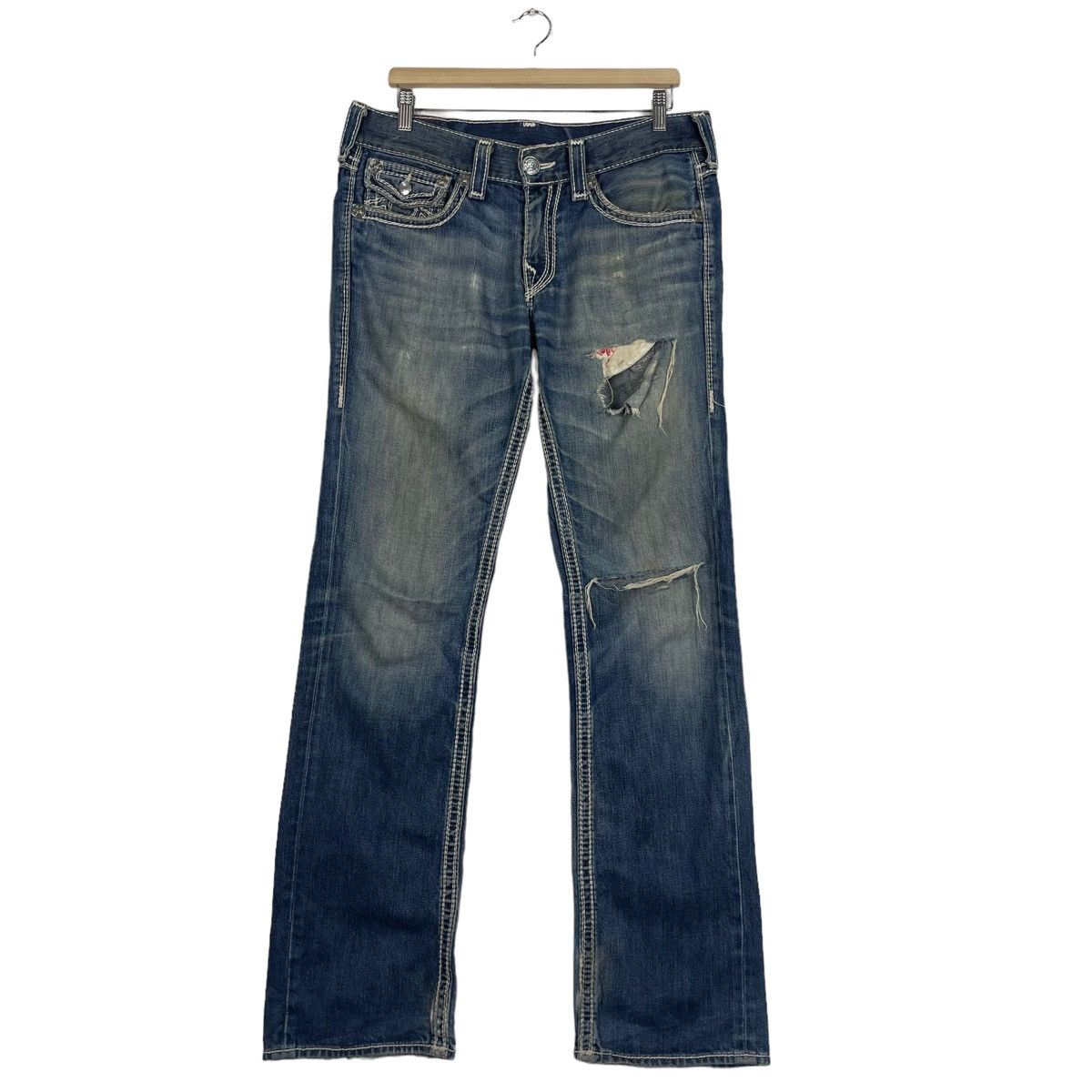 True Religion 💥TRUE RELIGION RICKY BIG DISTRESSED DENIM JEAN Size US 34 / EU 50 - 1 Thumbnail