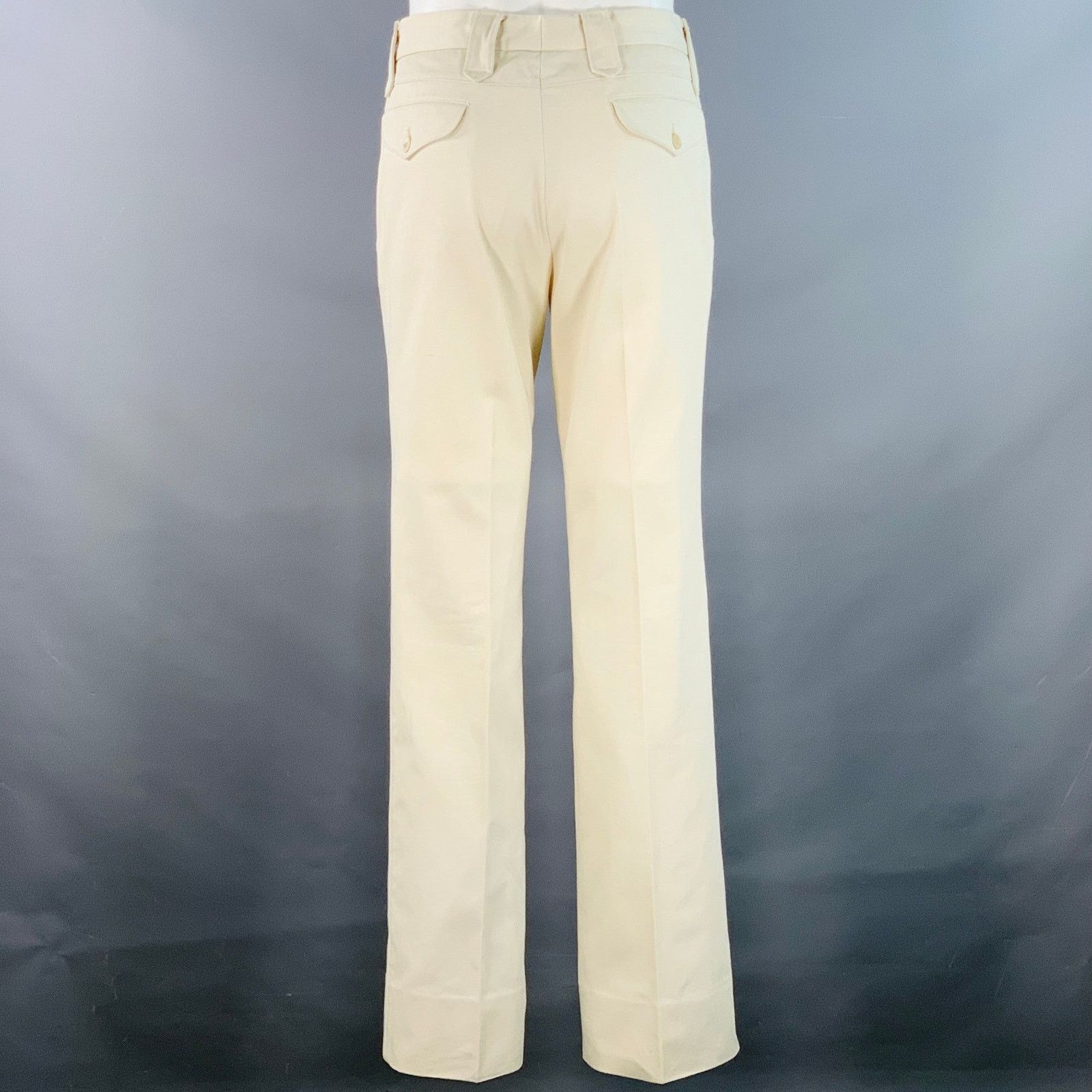 Gucci Size 36 Cream Contrast Stitch Cotton Western Zip Up Suit Size 36R - 6 Thumbnail