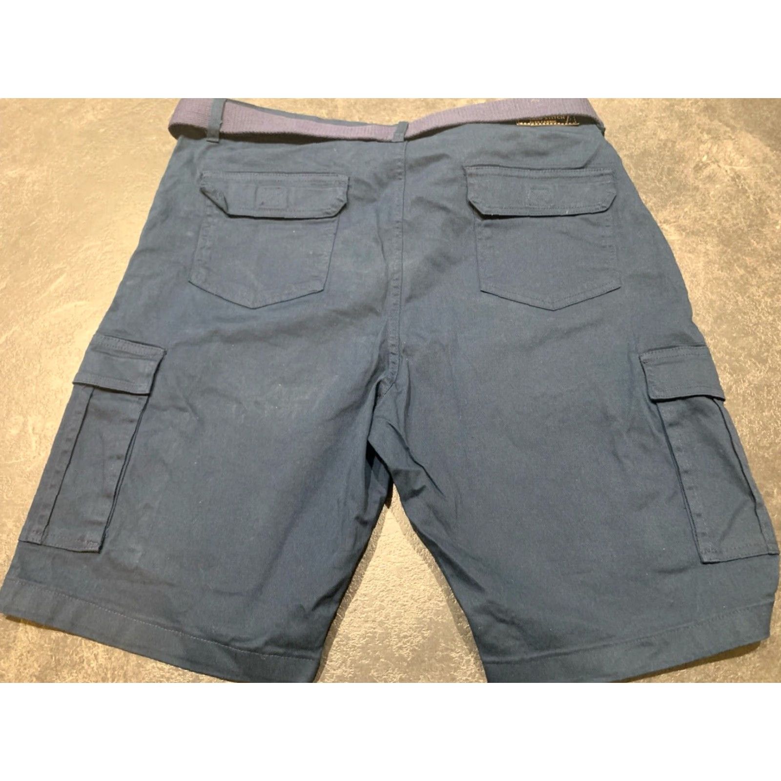 Vintage Mens Wicked Stitch Cargo Belted Shorts Size 38 Navy Blue Cotton Size US 38 / EU 54 - 2 Thumbnail