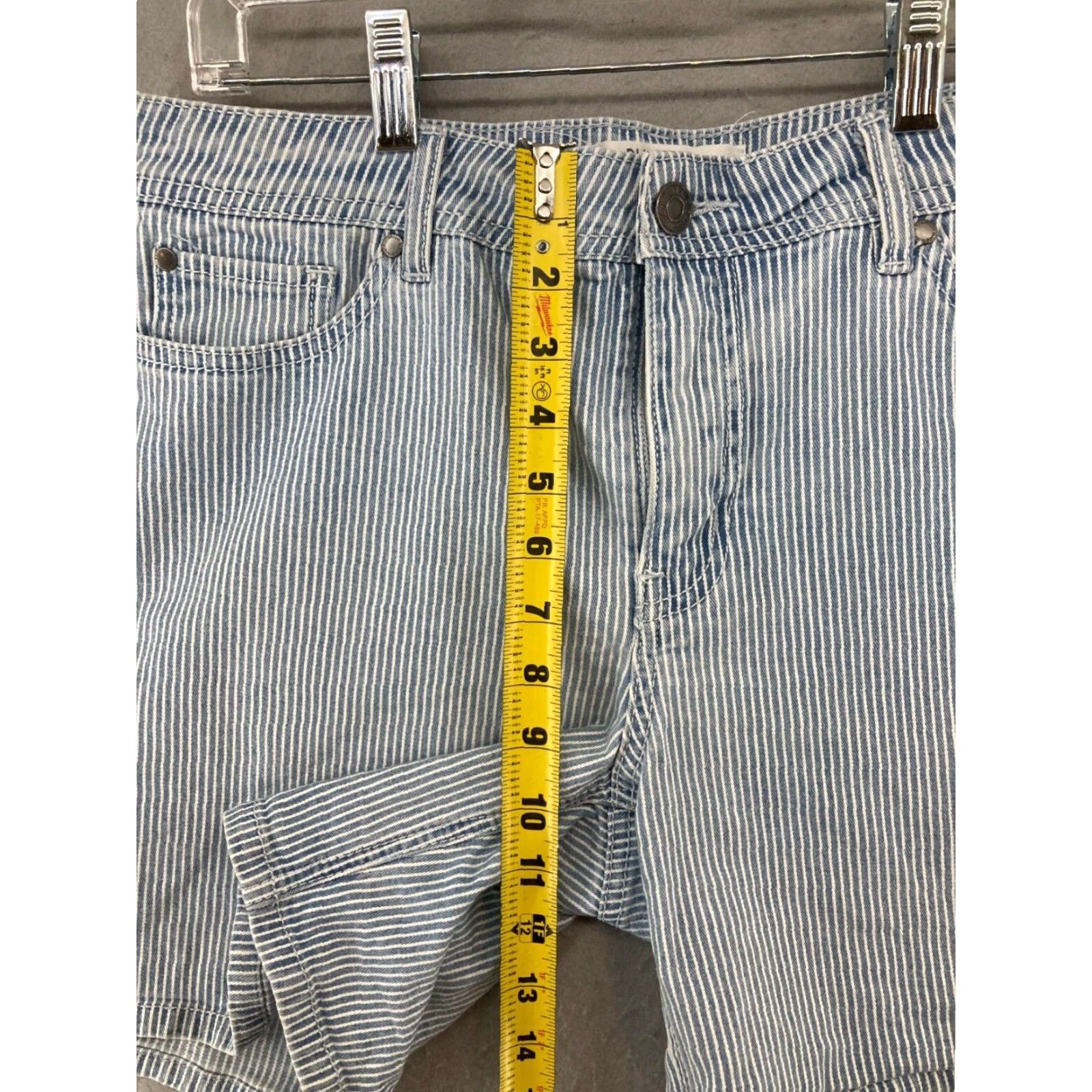 Buffalo David Bitton Buffalo Jeans Mens Shorts Phillip Striped Stretch Denim Casual 30 Blue 5-Pocket Design Inseam 9 in Regular Rise Mid Size US 30 / EU 46 - 5 Thumbnail