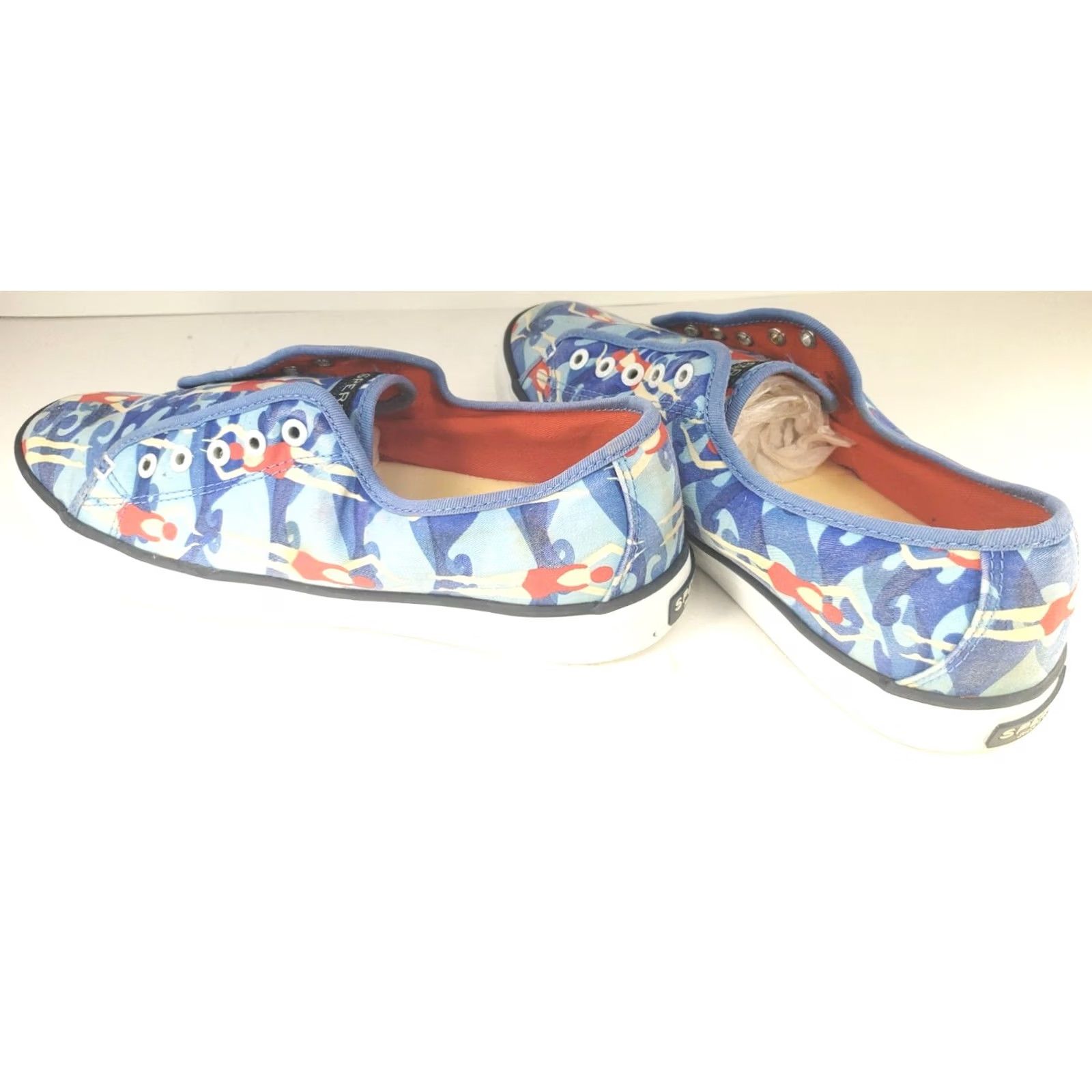 Sperry Sperry Top-Sider Women's Size 9M Sneaker Athletic Swimming Blue Casual Slip On Canvas Rubber Logo Swimmer Pattern Top Sider Size US 9 / IT 39 - 5 Thumbnail