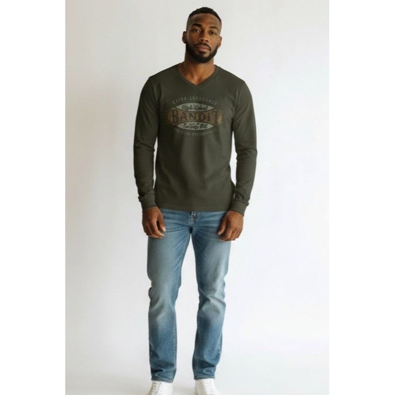 Other Seven7 Men’s V-neck Long Sleeve Graphic Cotton Tee, Hunter Size US XL / EU 56 / 4 - 2 Thumbnail