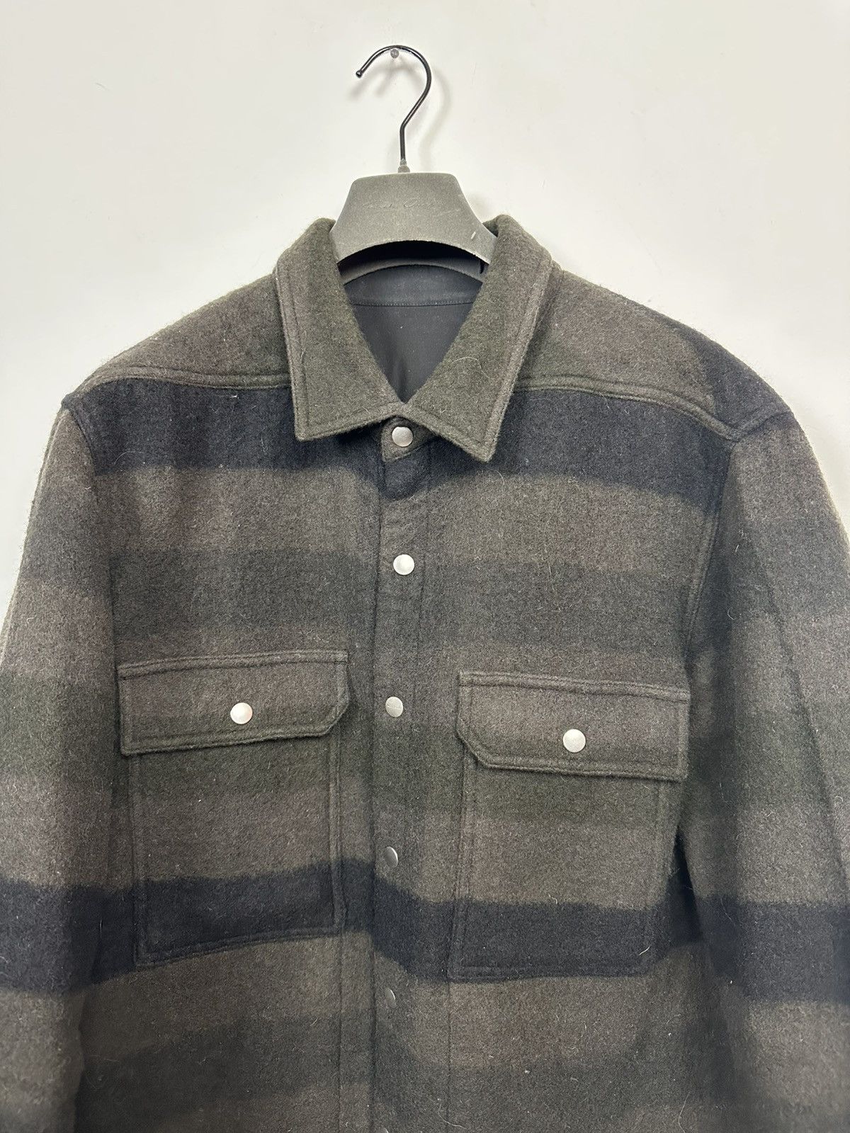 Rick Owens FW23 ‘LUXOR’ Dark Dust Plaid Wool Overshirt Size US L / EU 52-54 / 3 - 2 Thumbnail