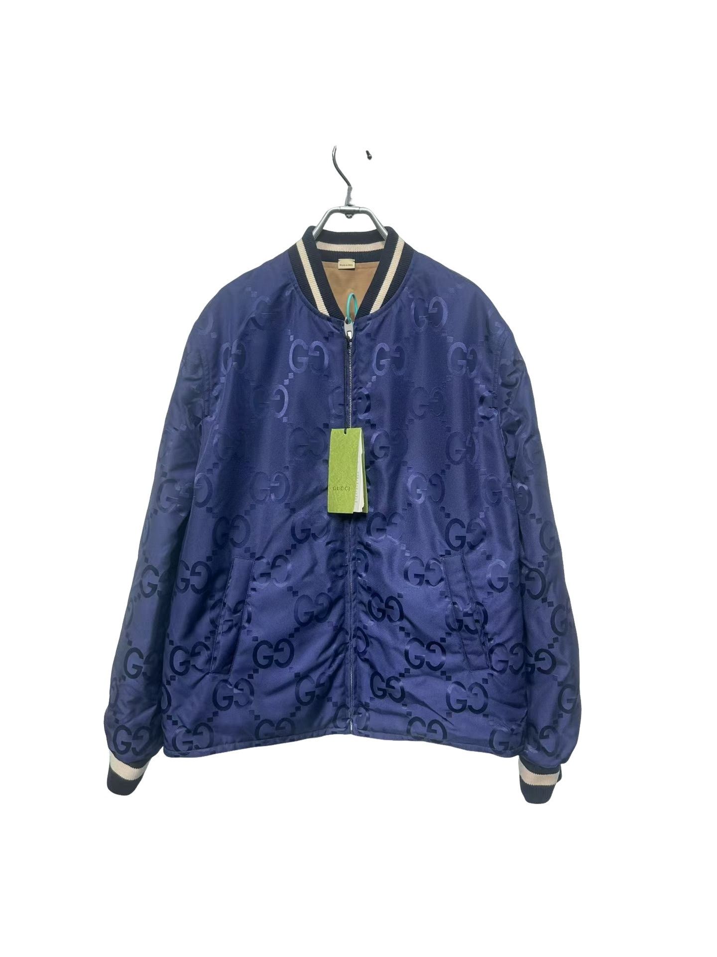 00s Italy製　GUCCI Bomber Jacket SIze-46 Gucci Original Gucci Reversible Dark Blue Men Bomber Jacket in