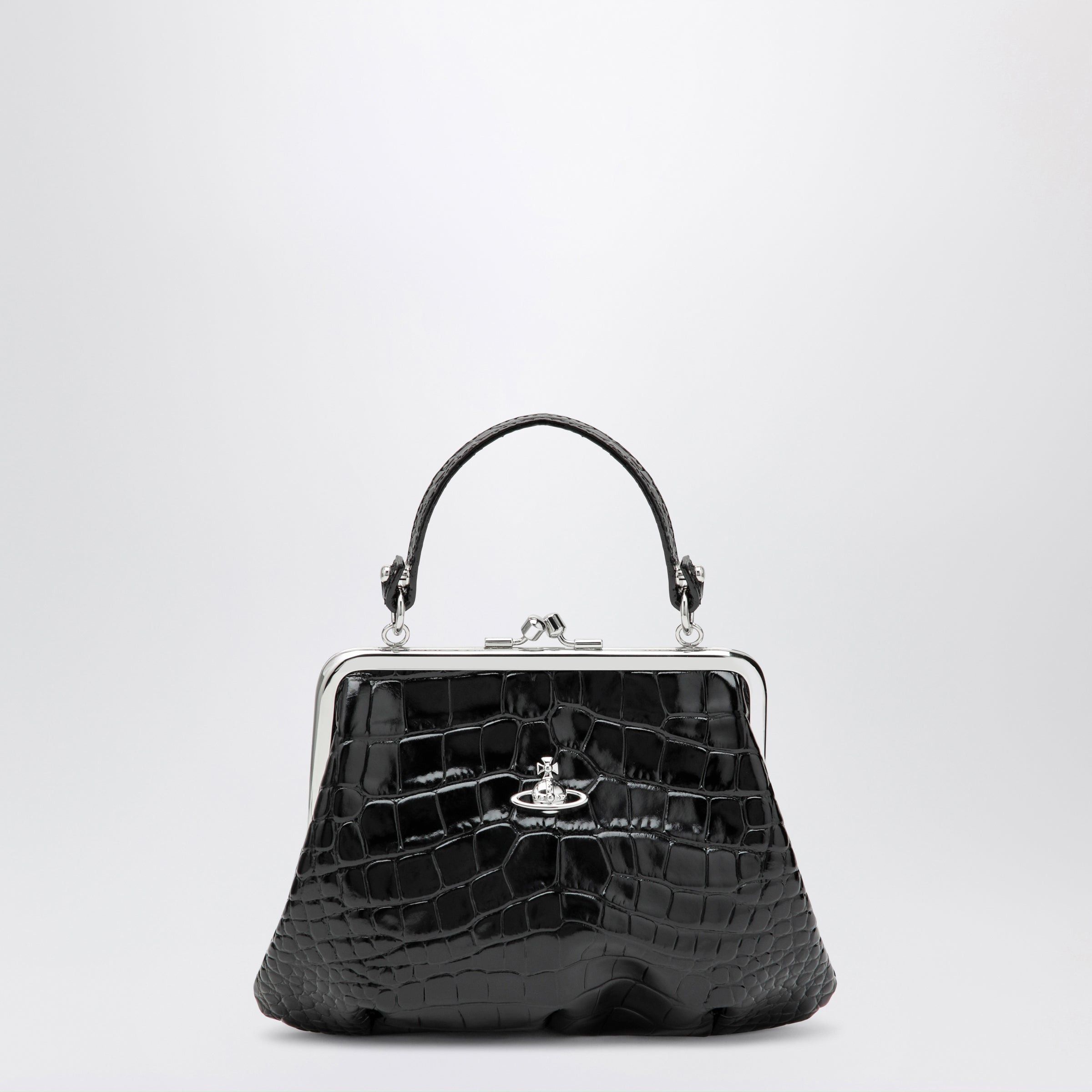 Vivienne Westwood Vivienne Westwood Granny Frame Purse In Croc-Embossed Black Leather Size ONE SIZE - 1 Thumbnail