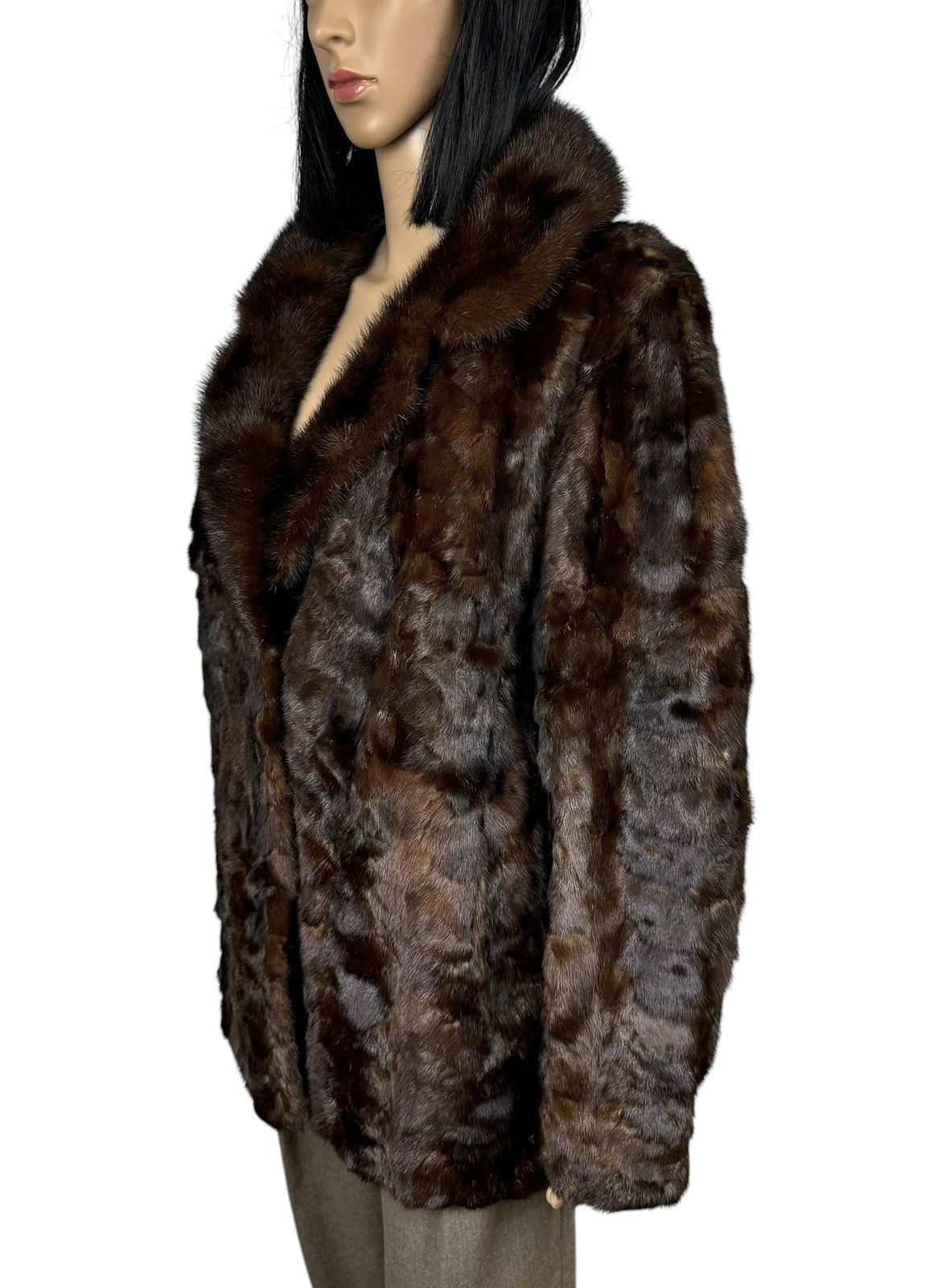 Handmade Brown Real Mink Fur Coat Jacket Size Large Size L / US 10 / IT 46 - 6 Thumbnail