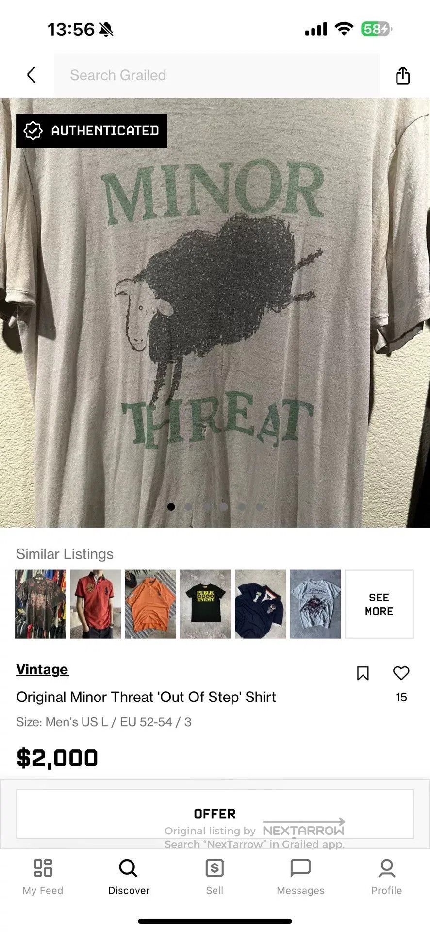 Vintage Vintage 90s Minor Threat Punk Tee. Size US M / EU 48-50 / 2 - 7 Thumbnail
