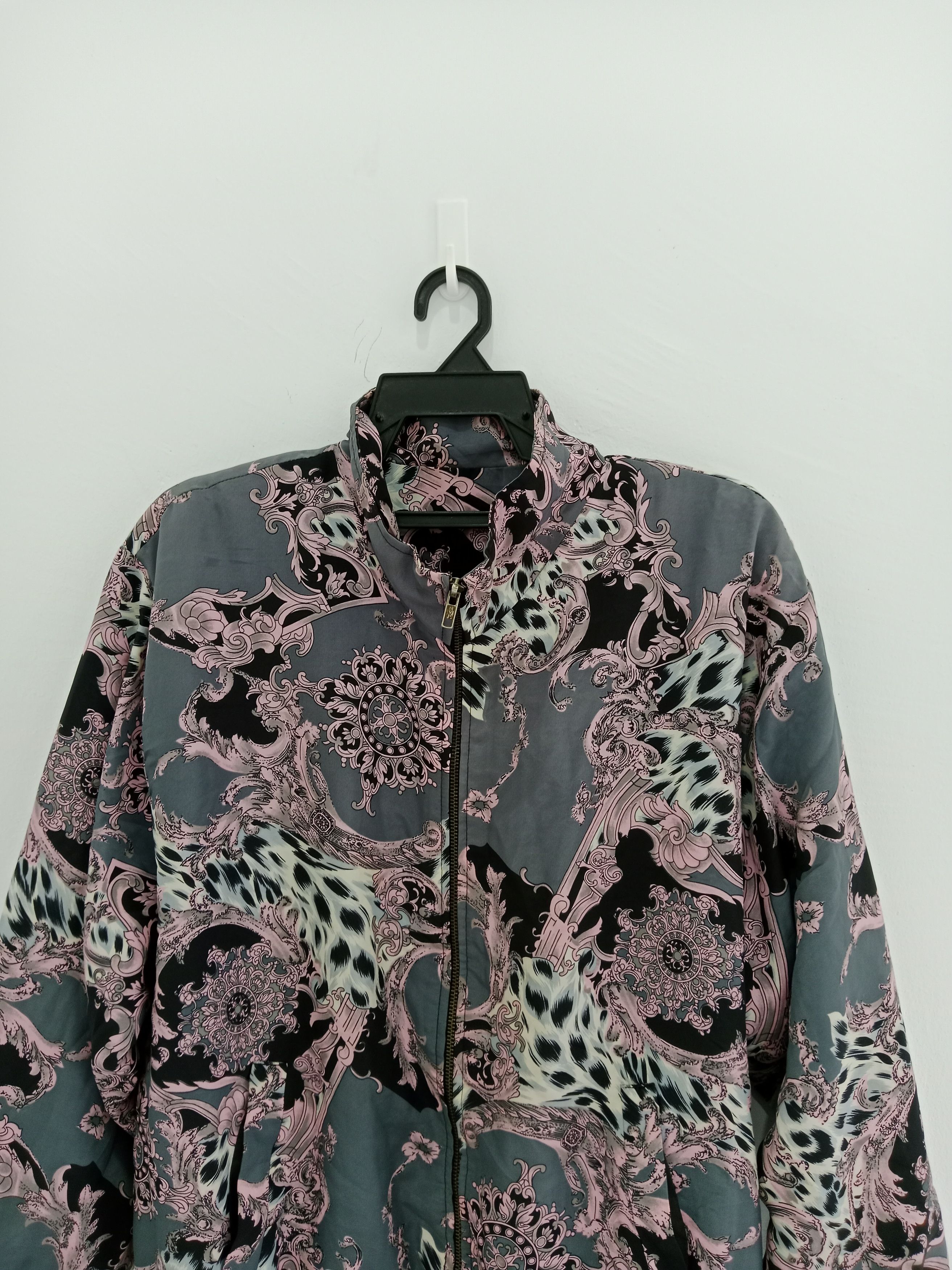 Designer × Vintage Vintage Satin Jacket Full Print Nice Design Size L / US 10 / IT 46 - 3 Thumbnail