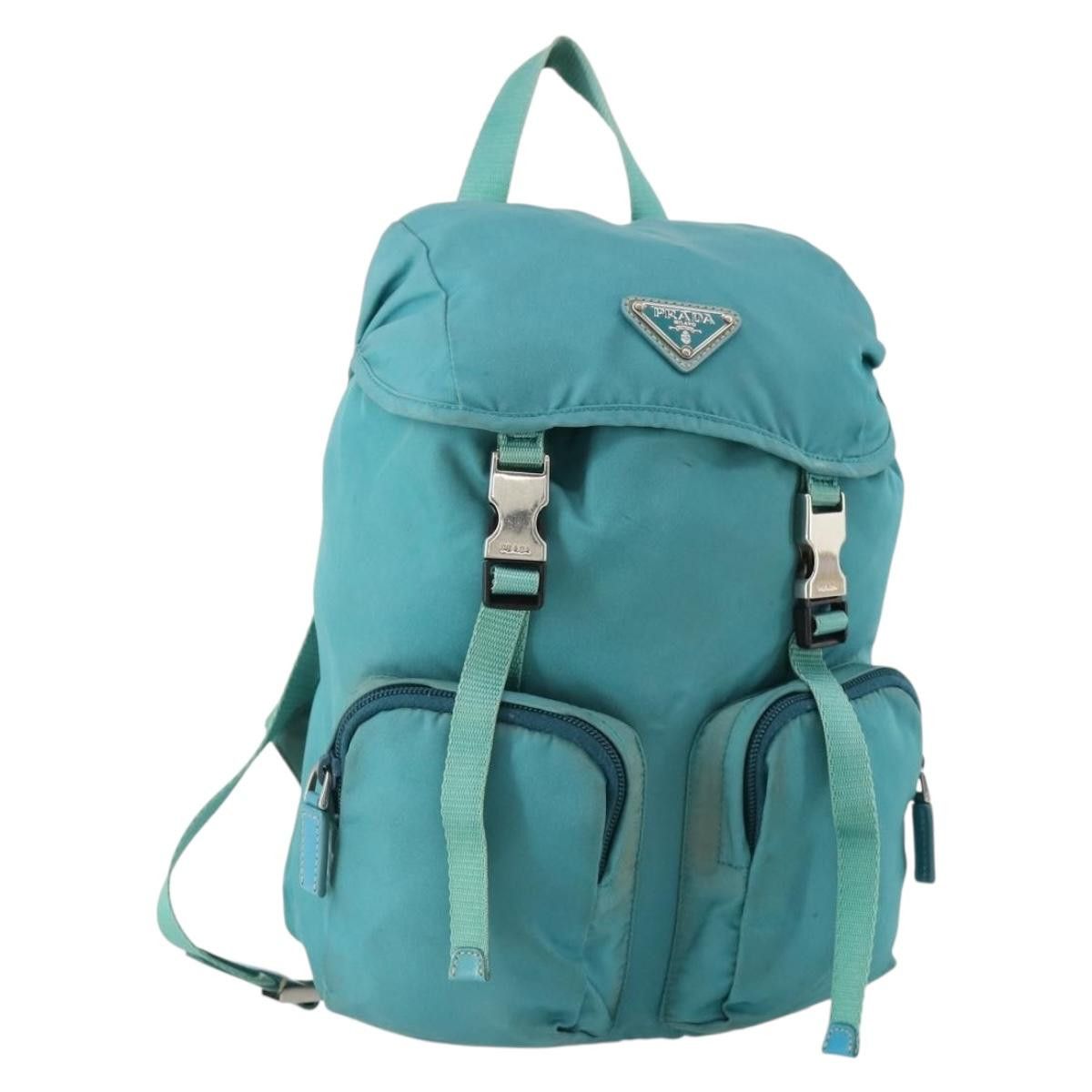 PRADA Backpack Nylon Blue Silver Auth YKZ354 PRADA Backpack Nylon Blue Silver Auth 157773 Silvery ref  main image 2