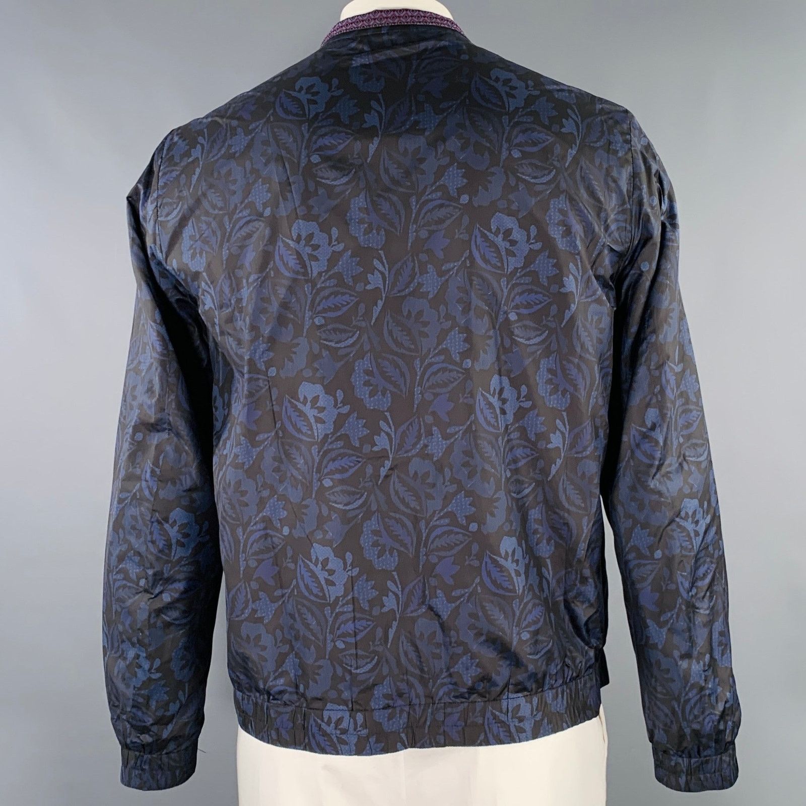 Etro ETRO Blue Black Multi Color Polyester Reversible Jacket Size US L / EU 52-54 / 3 - 4 Thumbnail