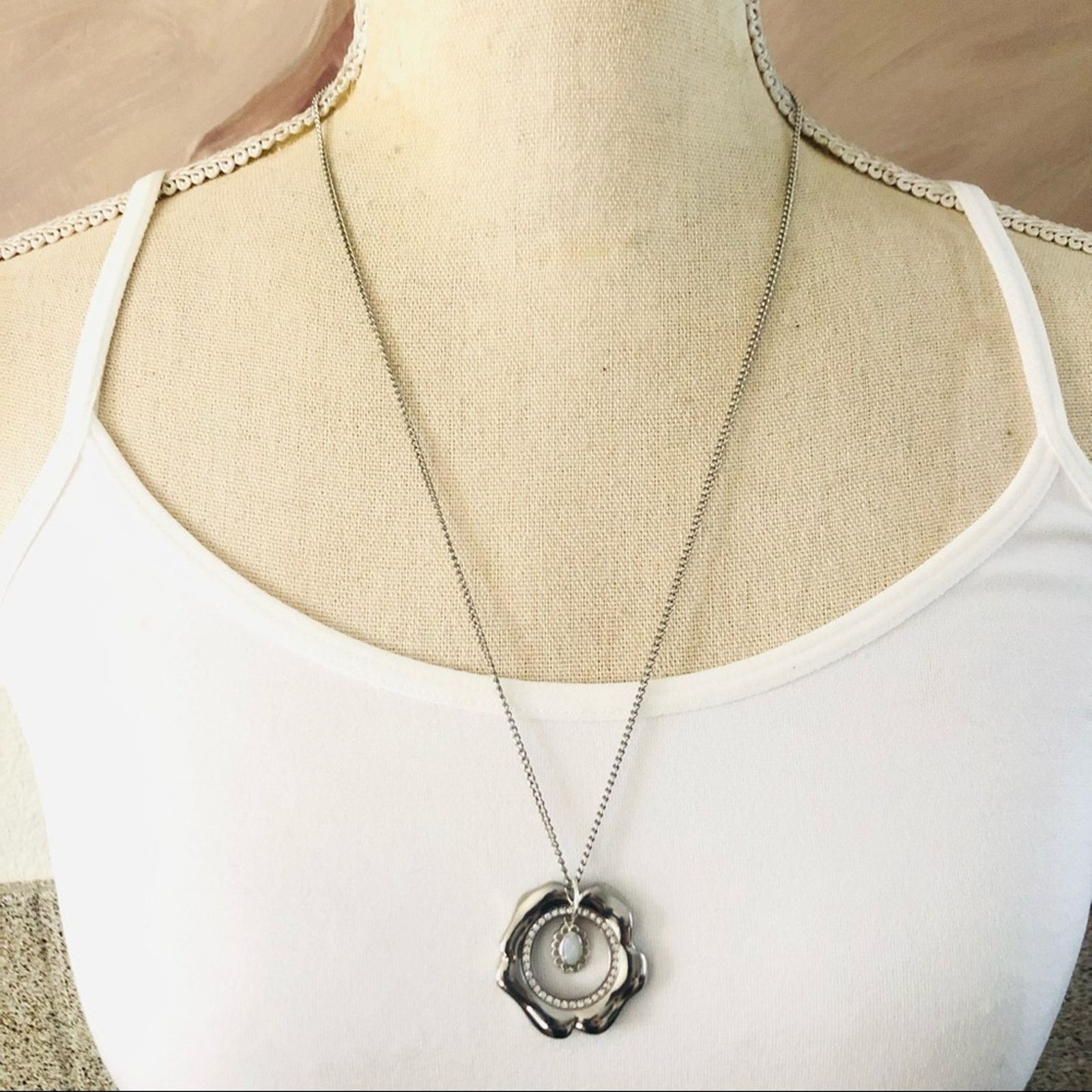 Vintage Vintage repurpose faux opal dual pendant on chain necklace Size ONE SIZE - 1 Thumbnail