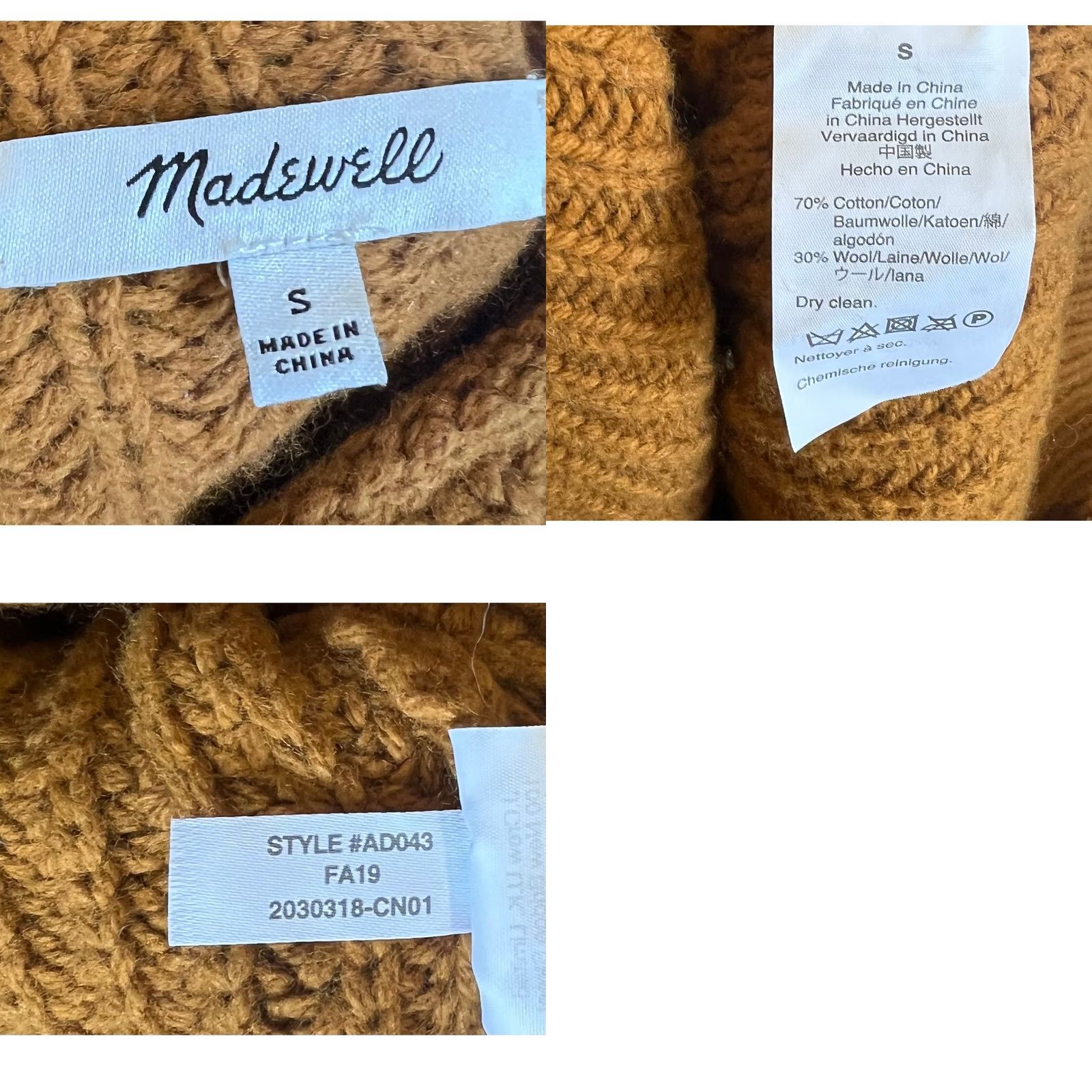 Madewell Madewell Sweater Women’s Chunky-Knit Mock Neck Side Button Cotton Wool Sz S Yellow Pullover Casual Winter Fall Womens Sized Regular Hoodie? Size S / US 4 / IT 40 - 8 Thumbnail