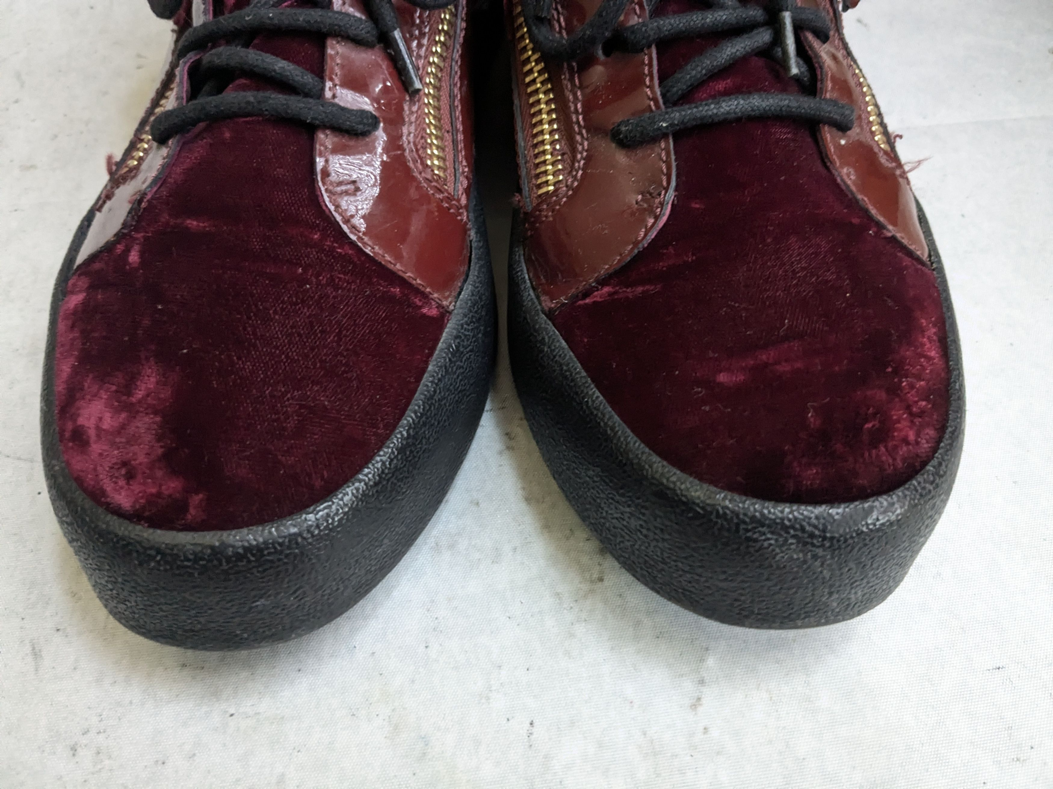 Giuseppe Zanotti Giuseppe Zanotti Sneakers 11 44 Burgundy Velvet High Gold Size US 11 / EU 44 - 3 Thumbnail