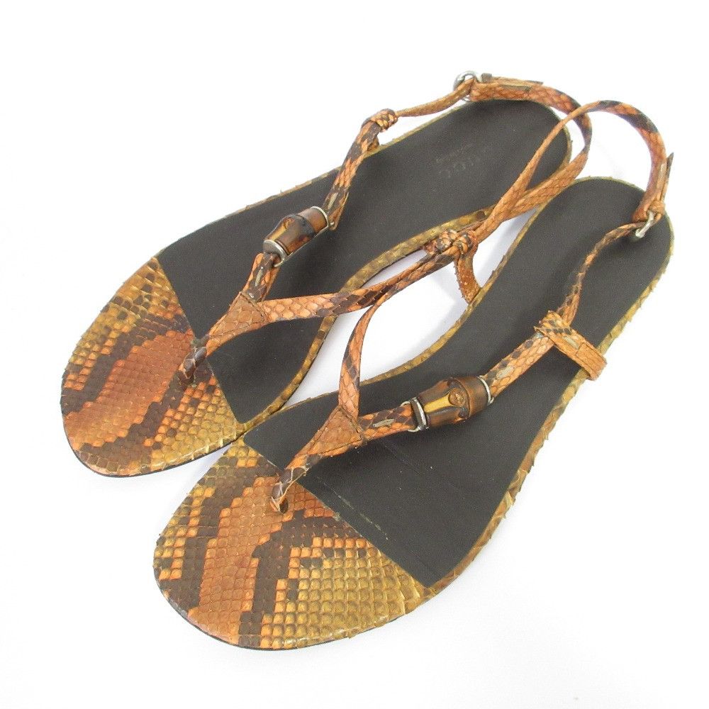 Gucci Gucci Gucci Bamboo Python Leather Flat Sandals Natural Material Shoes DUTY FREE for USA Size ONE SIZE - 1 Thumbnail