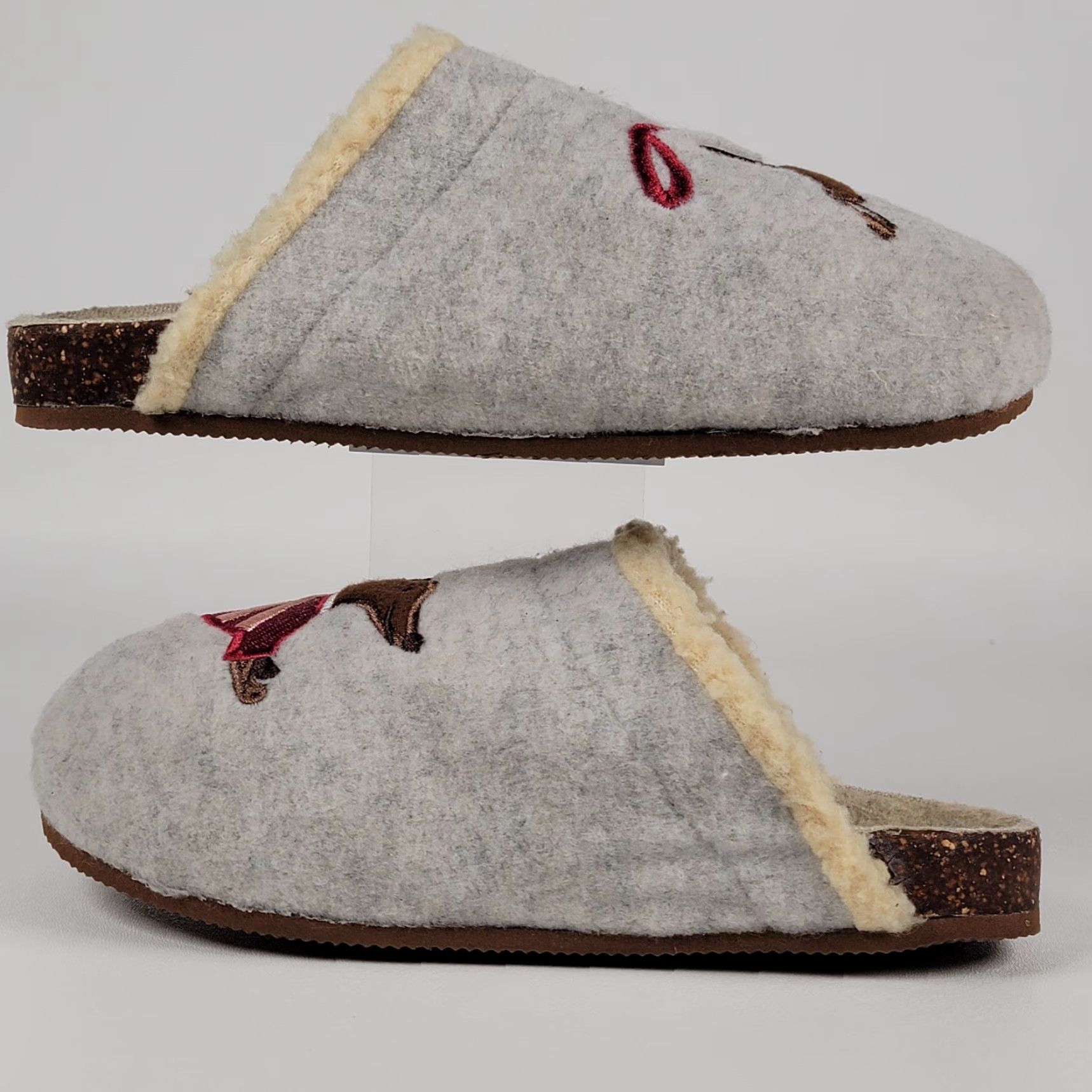 Lands' End Lands' End Women's Gray Felt Critter Scuff Slippers Mule Slip On 8 M / 38.5 Fall Winter Travel Casual Womens Slipper Size ONE SIZE - 4 Thumbnail