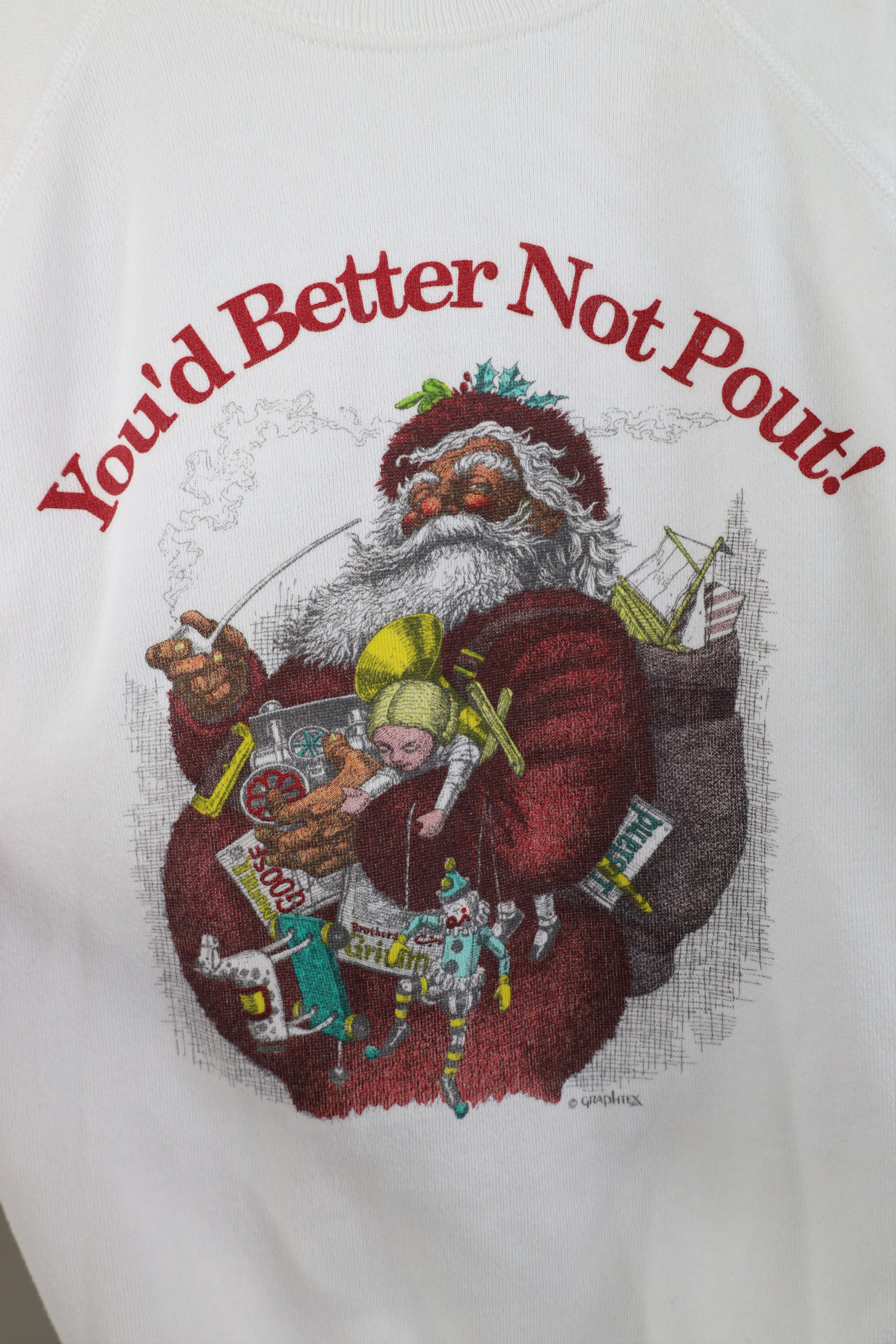 Vintage Vintage 80s Christmas You'd Better Santa Claus Sweatshirt Size L / US 10 / IT 46 - 4 Thumbnail