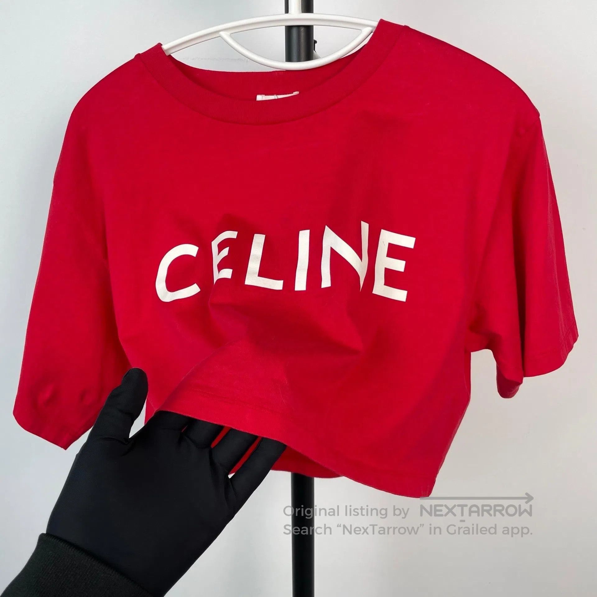 Celine CELINE Red White Letter Short Sleeve T-Shirt Size XS| Size XS / US 0-2 / IT 36-38 - 2 Thumbnail