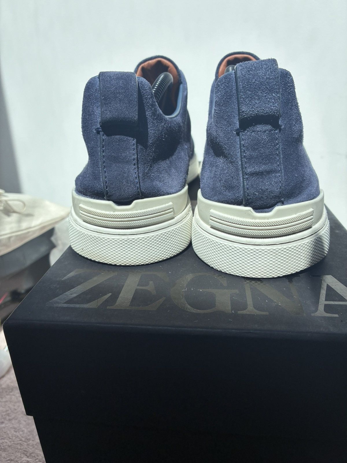 Ermenegildo Zegna Zegna blue suede triple stitch uk 10.5 eu 44.5 Size US 11.5 / EU 44-45 - 5 Thumbnail