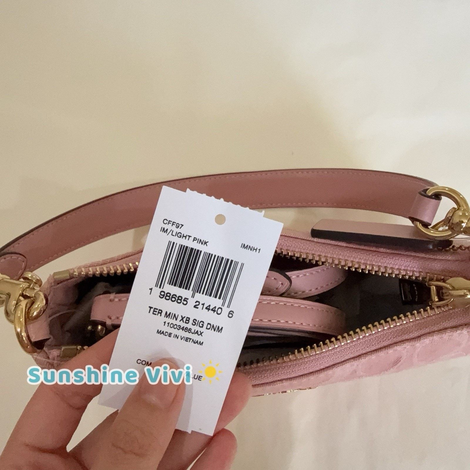 Coach NWT Coach Teri Mini Crossbody Bag Denim CFF97 Light Pink Size ONE SIZE - 6 Thumbnail