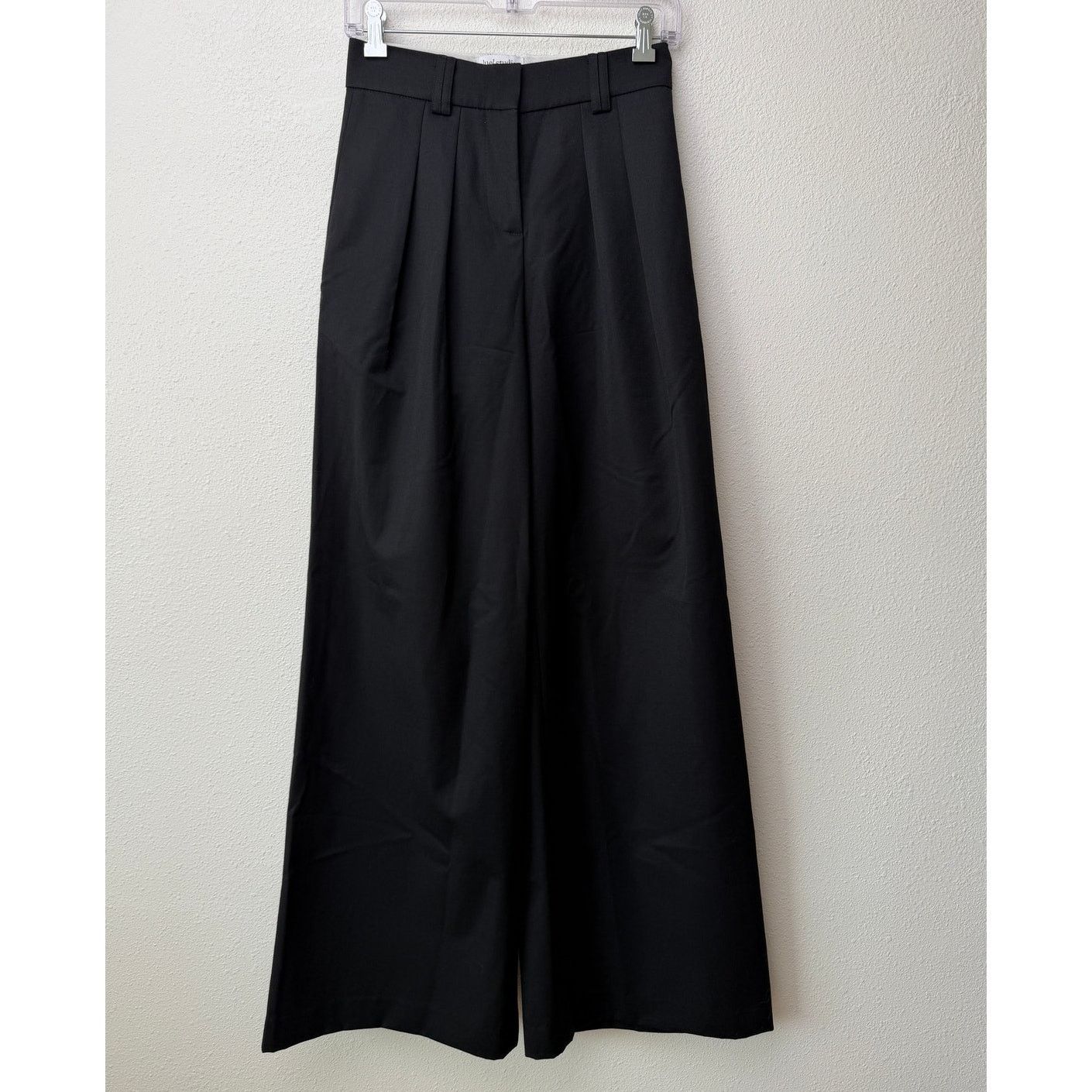 Other Luel Studio Black High Waist Pleated Wide Leg Pants Wool 0 Size 25" / US 0 / IT 36 - 2 Thumbnail
