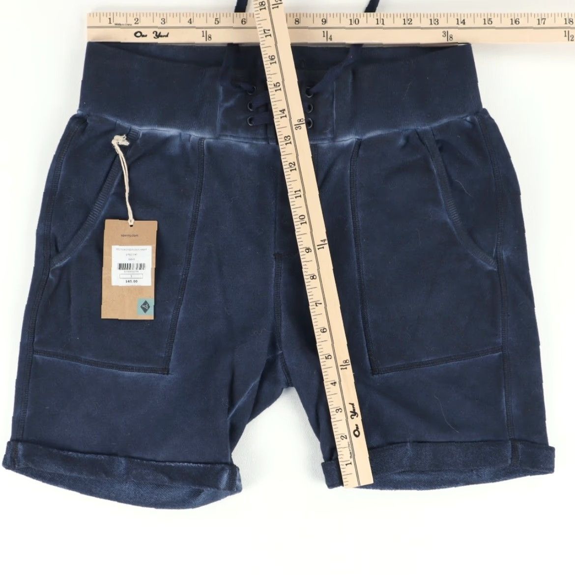 Sperry Sperry Bottom Dyed Cotton Blend Fleece Sweat Shorts Navy Blue Men's S Size US 29 - 3 Thumbnail