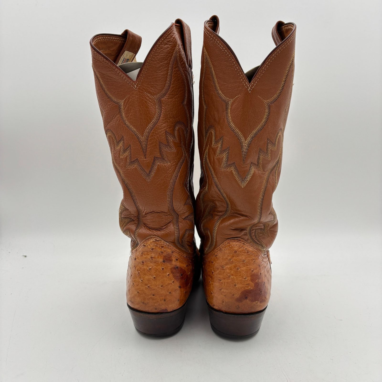 Nocona Boots Vintage 70s Nocona Ostrich Cognac Leather Boots Men's 9D Size US 9 / EU 42 - 4 Thumbnail