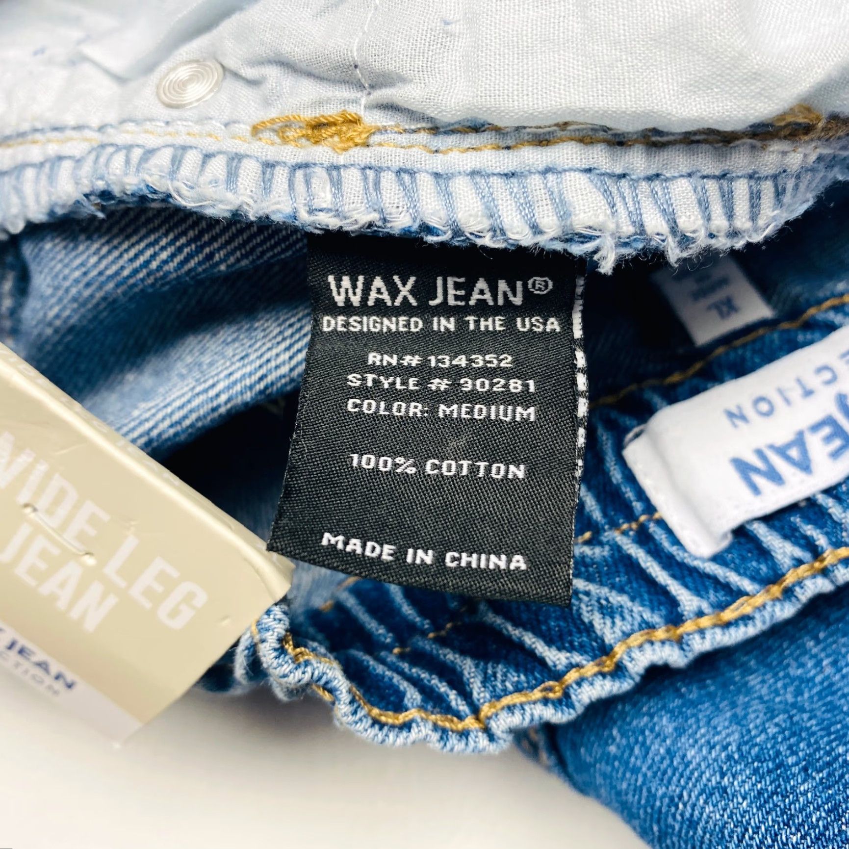 Vintage NEW Wax Jean Collection Jeans Mens XL Blue Denim Wide Leg Distressed Shredded Stretch Size 40" / US 18 - 7 Thumbnail
