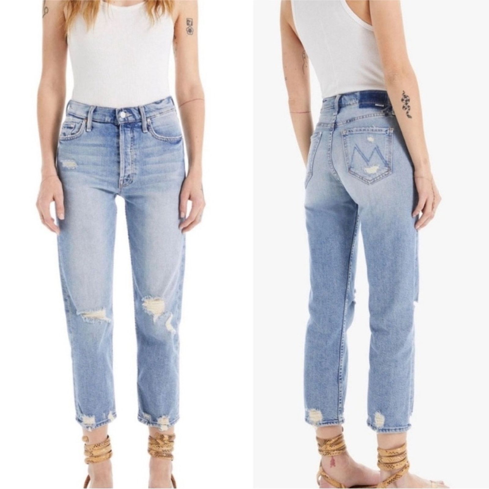 MOTHER MOTHER $258 The Tomcat Distressed Straight Leg Jeans size 32 Size 32" / US 10 / IT 46 - 5 Thumbnail