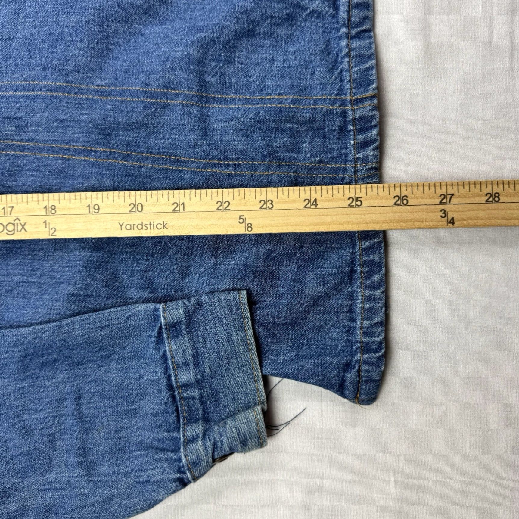Denime VINTAGE Denim Button-Up Shirt Adult Medium Blue 70s Hipster Western Casual Men's M Size US M / EU 48-50 / 2 - 5 Thumbnail