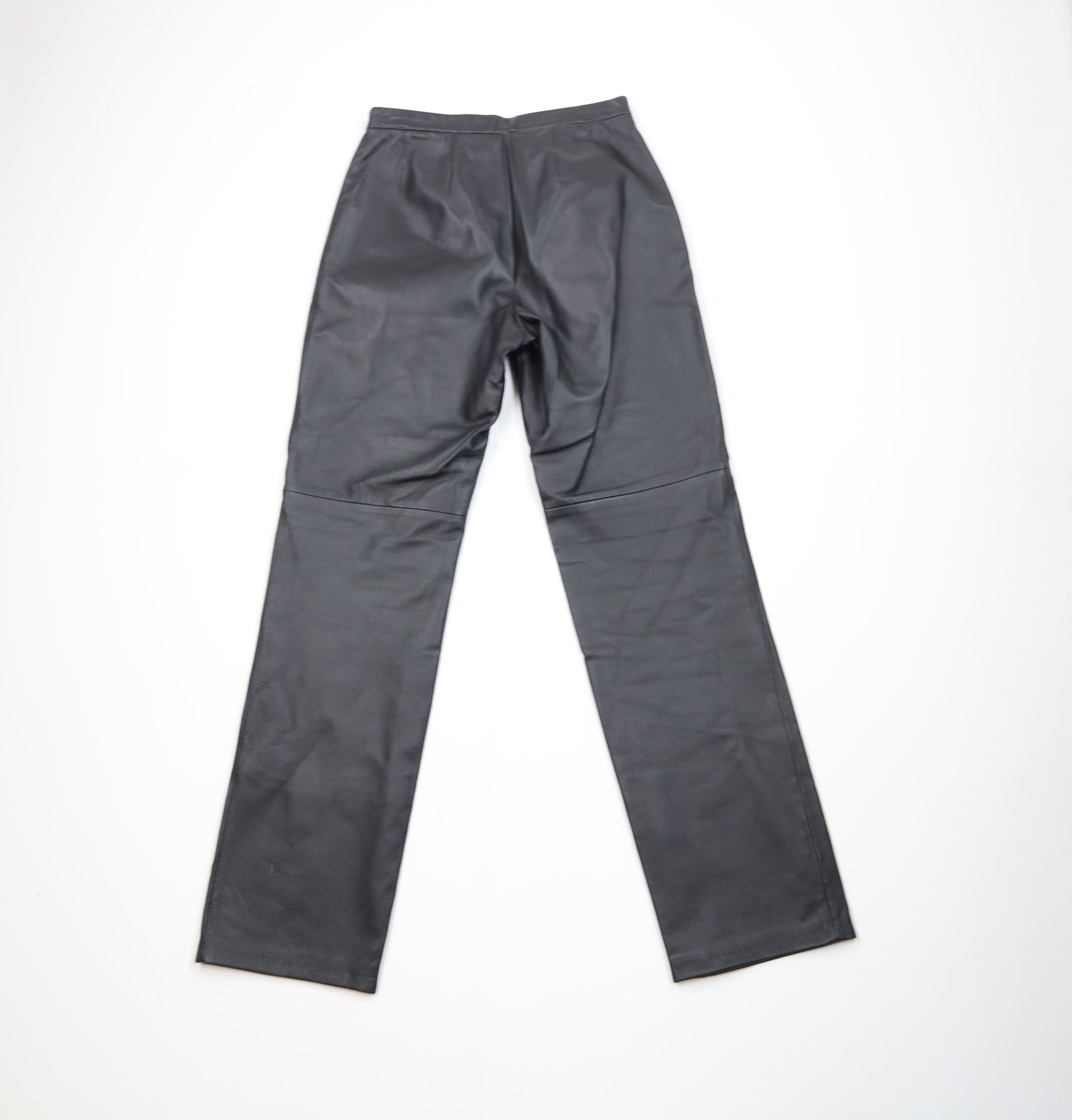 Vintage Vintage 90s Streetwear Leather Straight Leg Pants Black Size 28" / US 6 / IT 42 - 9 Thumbnail