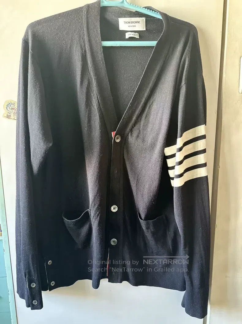 Thom Browne Thom Browne Wool Knit Cardigan Dark Blue Size US XL / EU 56 / 4 - 1 Thumbnail