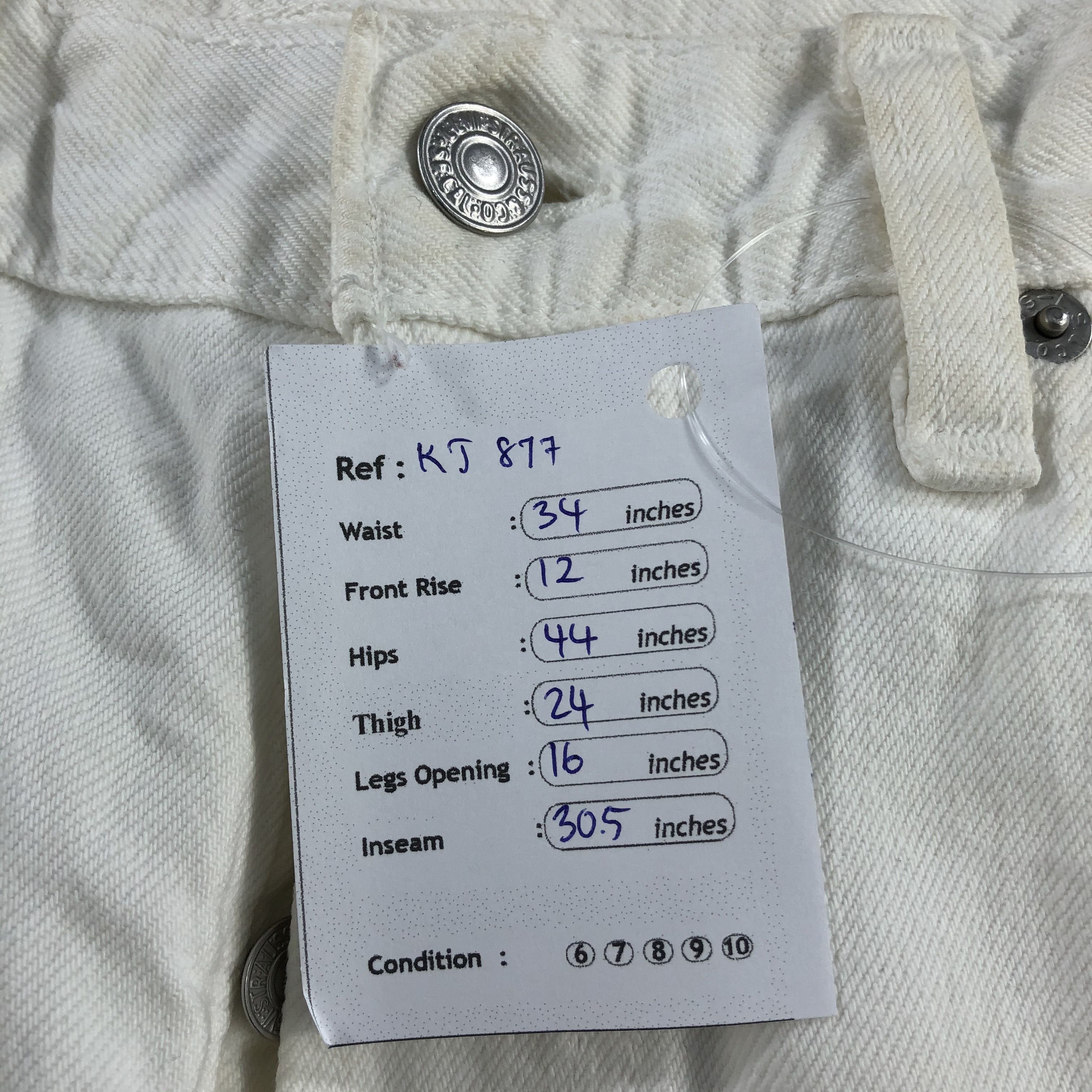 Levi's Vintage Levis 501 Jeans White Denim KJ877 Size US 34 / EU 50 - 14 Thumbnail