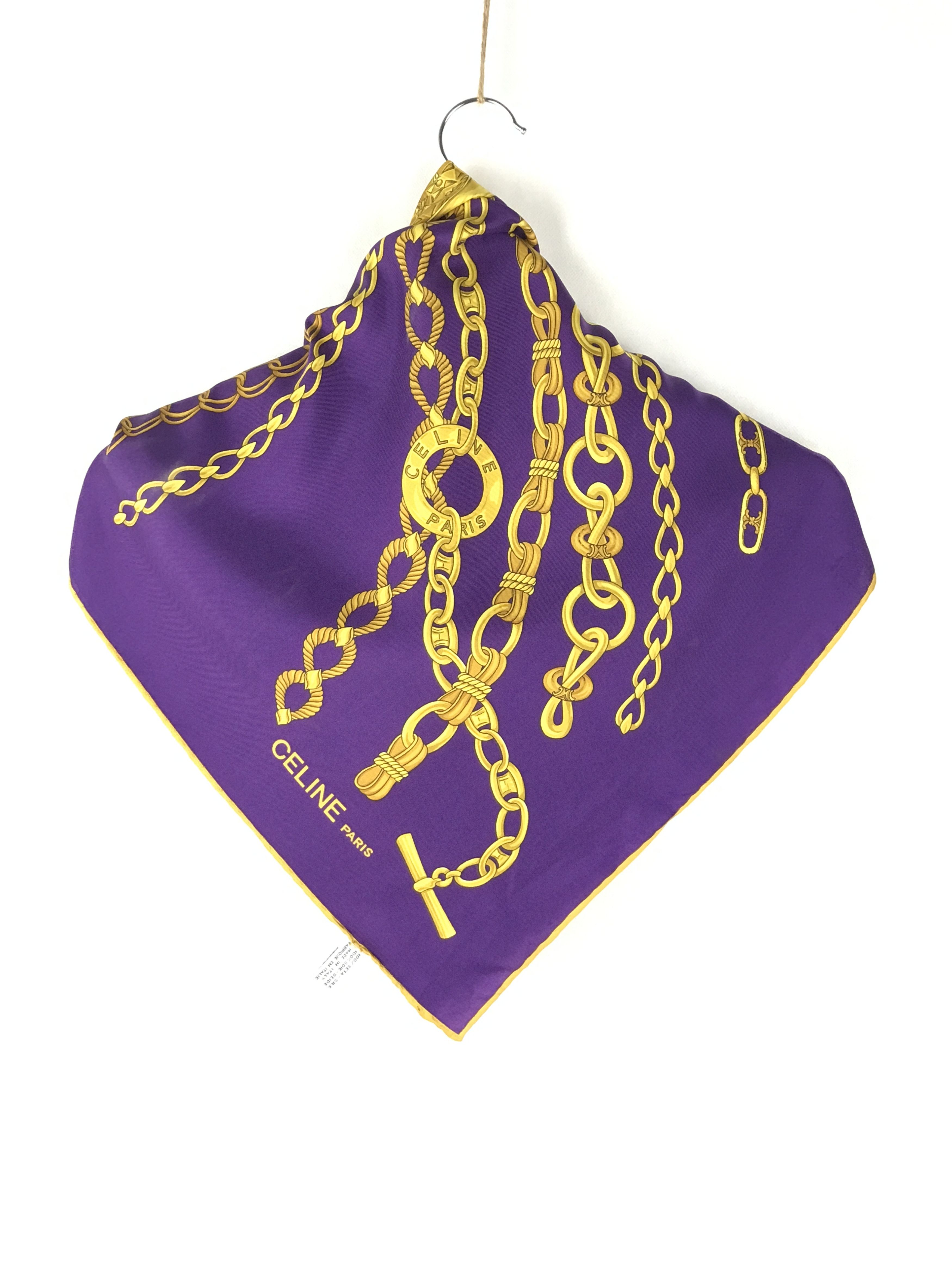 Celine Vintage Celine Chain Coin Silk Scarf Size ONE SIZE - 3 Thumbnail