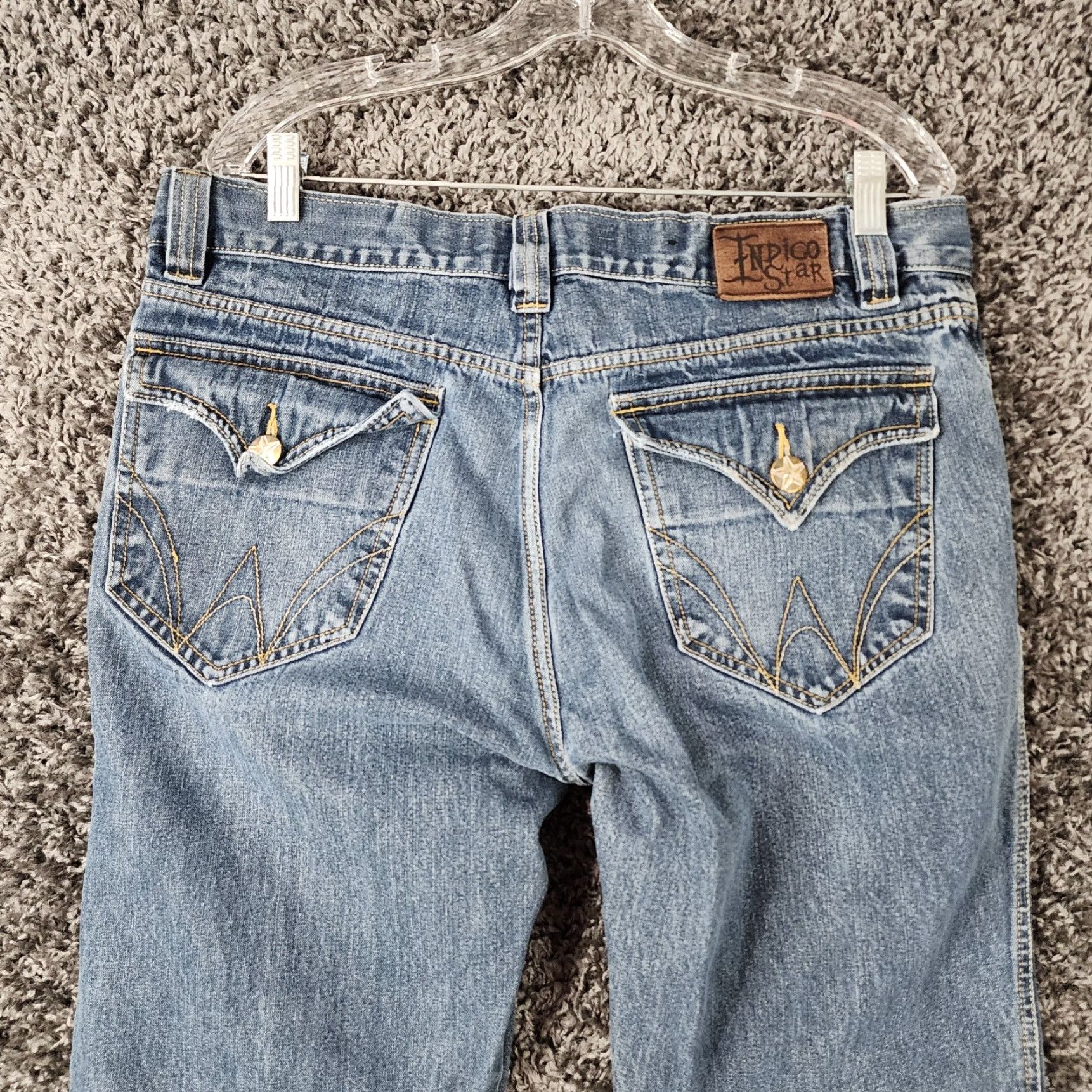 Vintage INDIGO STAR Jeans Straight Men 34x30 Distressed Blue Star Theme Casual Denim Mens 34 Inseam 30 Size US 34 / EU 50 - 7 Thumbnail