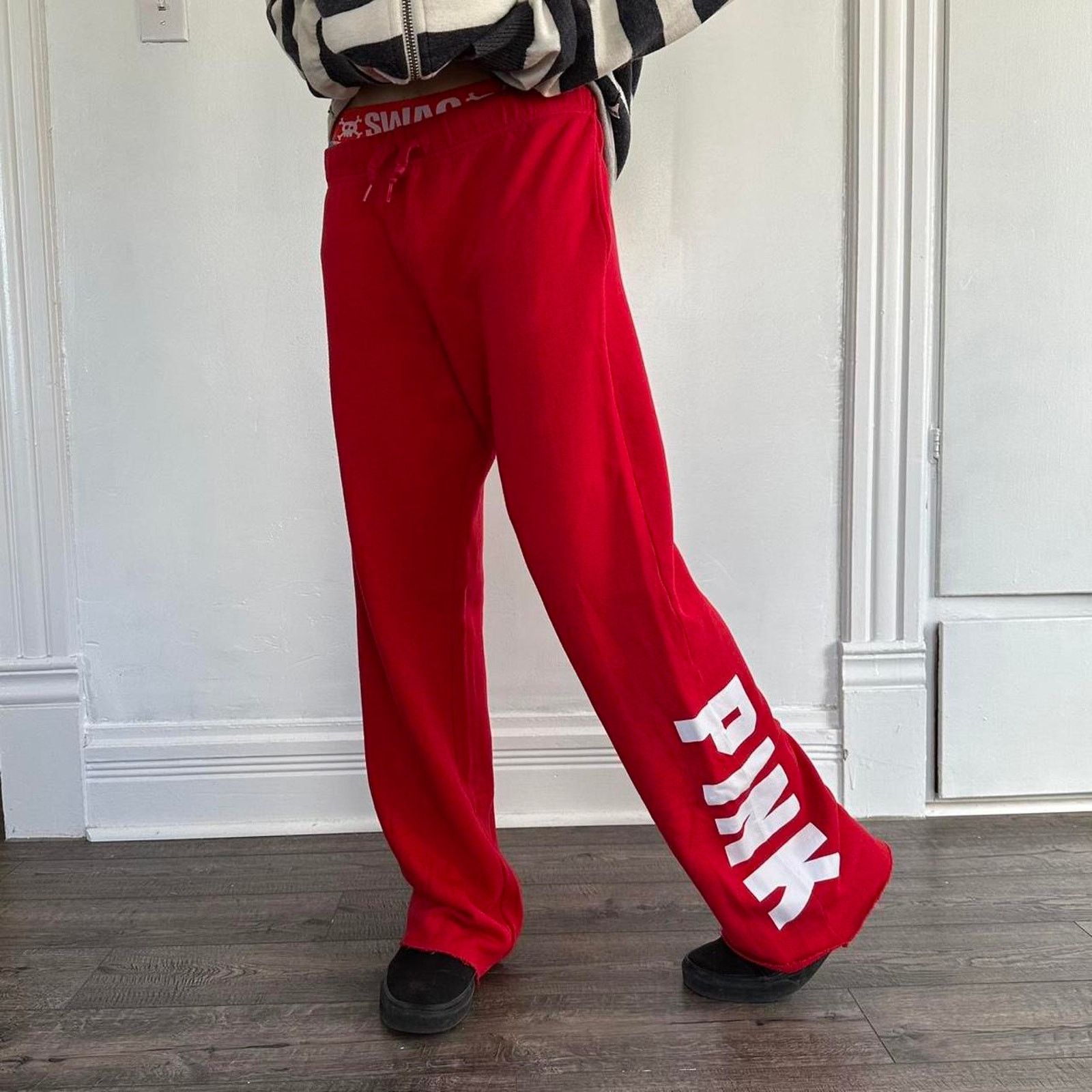Victoria's Secret × Vintage Vintage 00s Red Pink Victorias Secret Low Lounge PJ Sweapant Size 32" / US 10 / IT 46 - 2 Thumbnail