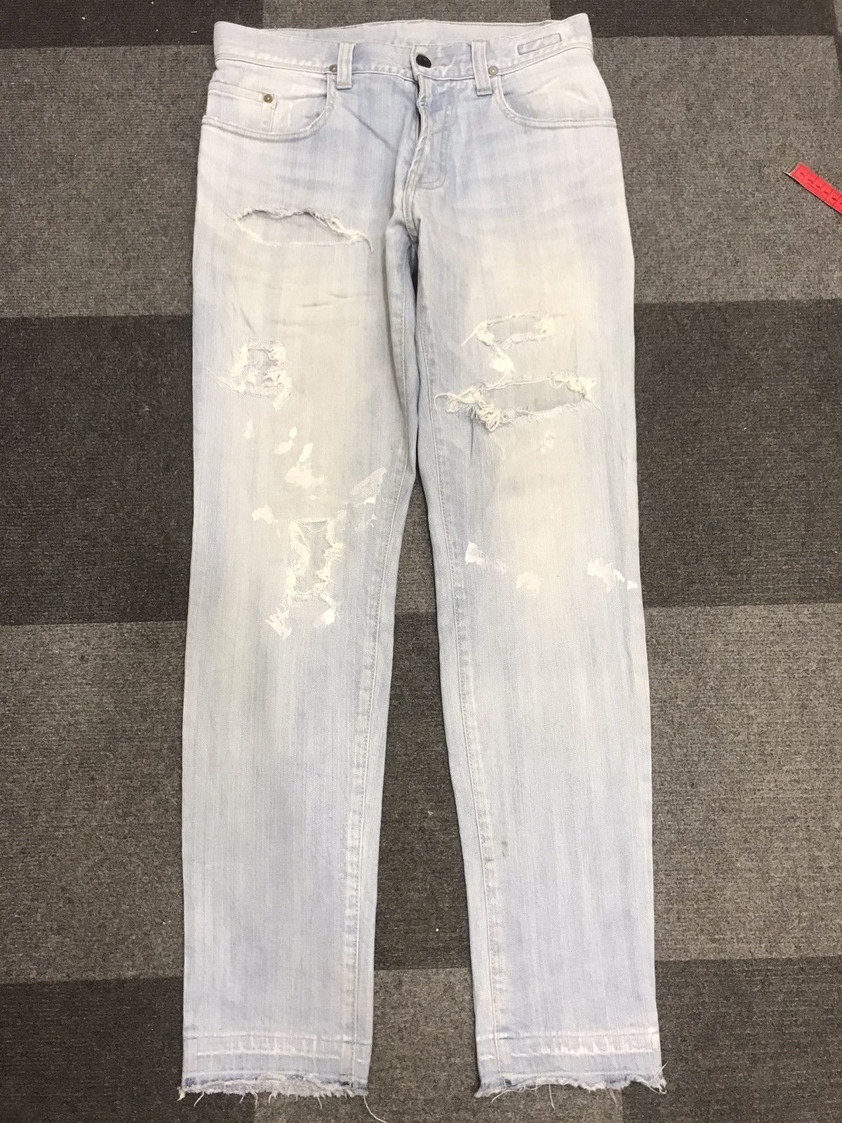 Japanese Brand 💥DESIGNER💥 PLAGPLAG Light Wash Skinny Distresed Denim F219 Size US 30 / EU 46 - 1 Thumbnail
