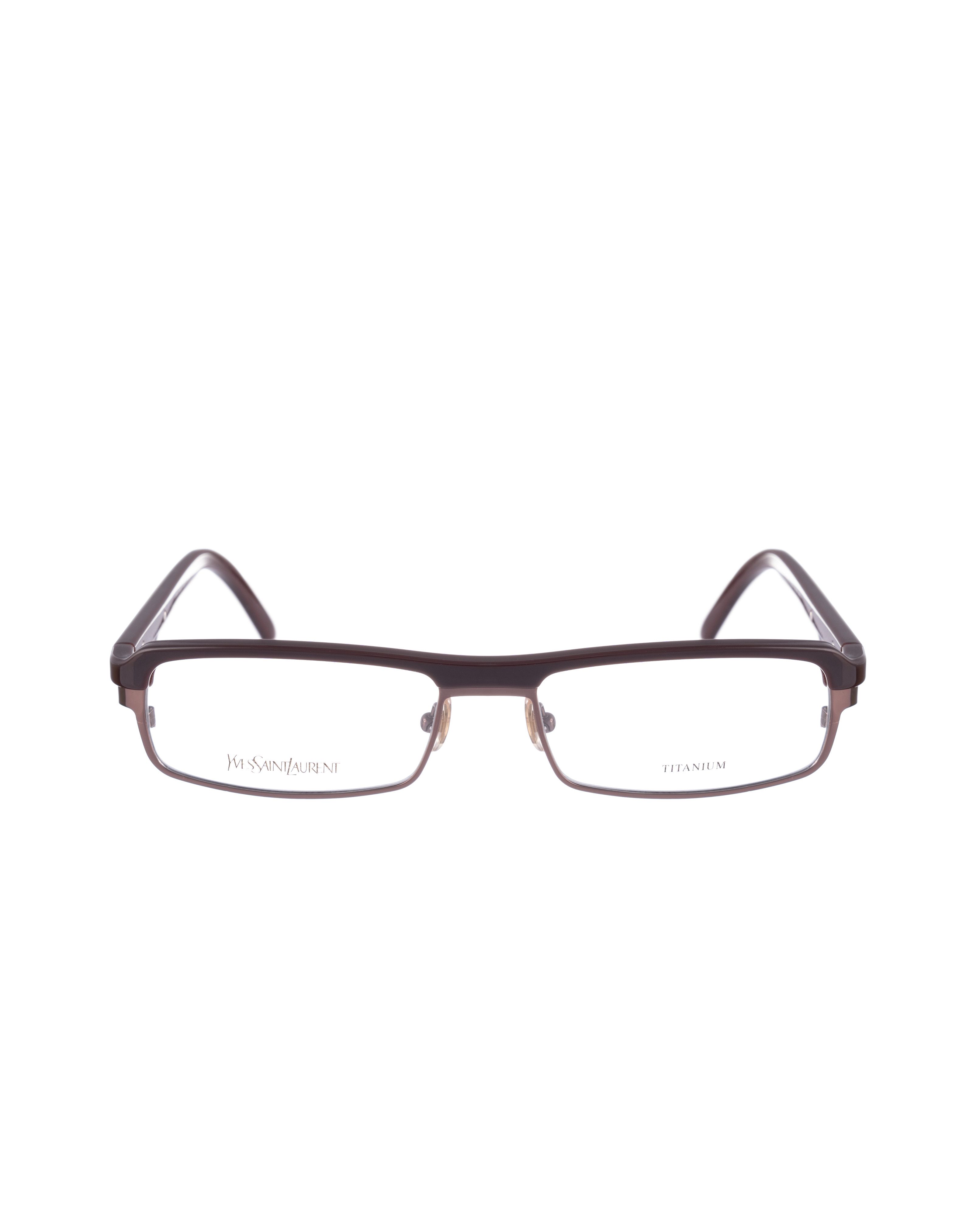 Saint Laurent Paris Yves Saint Laurent 00s Brown Metallic Rectangular Glasses Size ONE SIZE - 1 Thumbnail