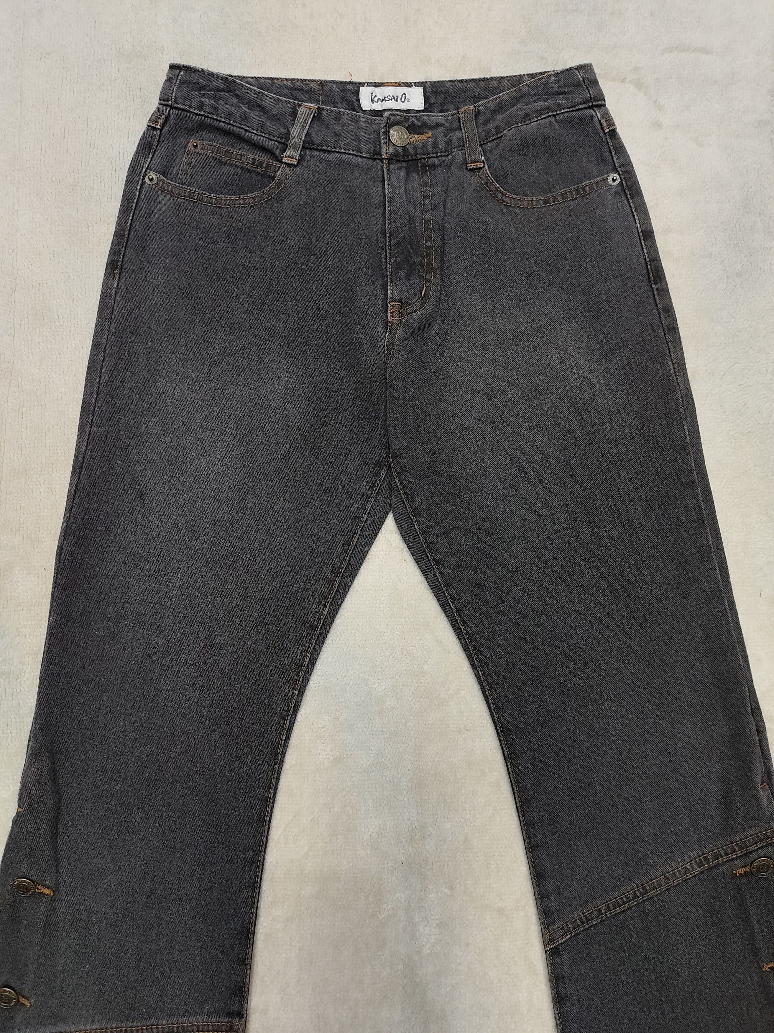 Kansai Yamamoto RARE 🇯🇵 Vtg Kansai O2 Raw Hem Flare Jeans Size 27" / US 4 / IT 40 - 2 Thumbnail