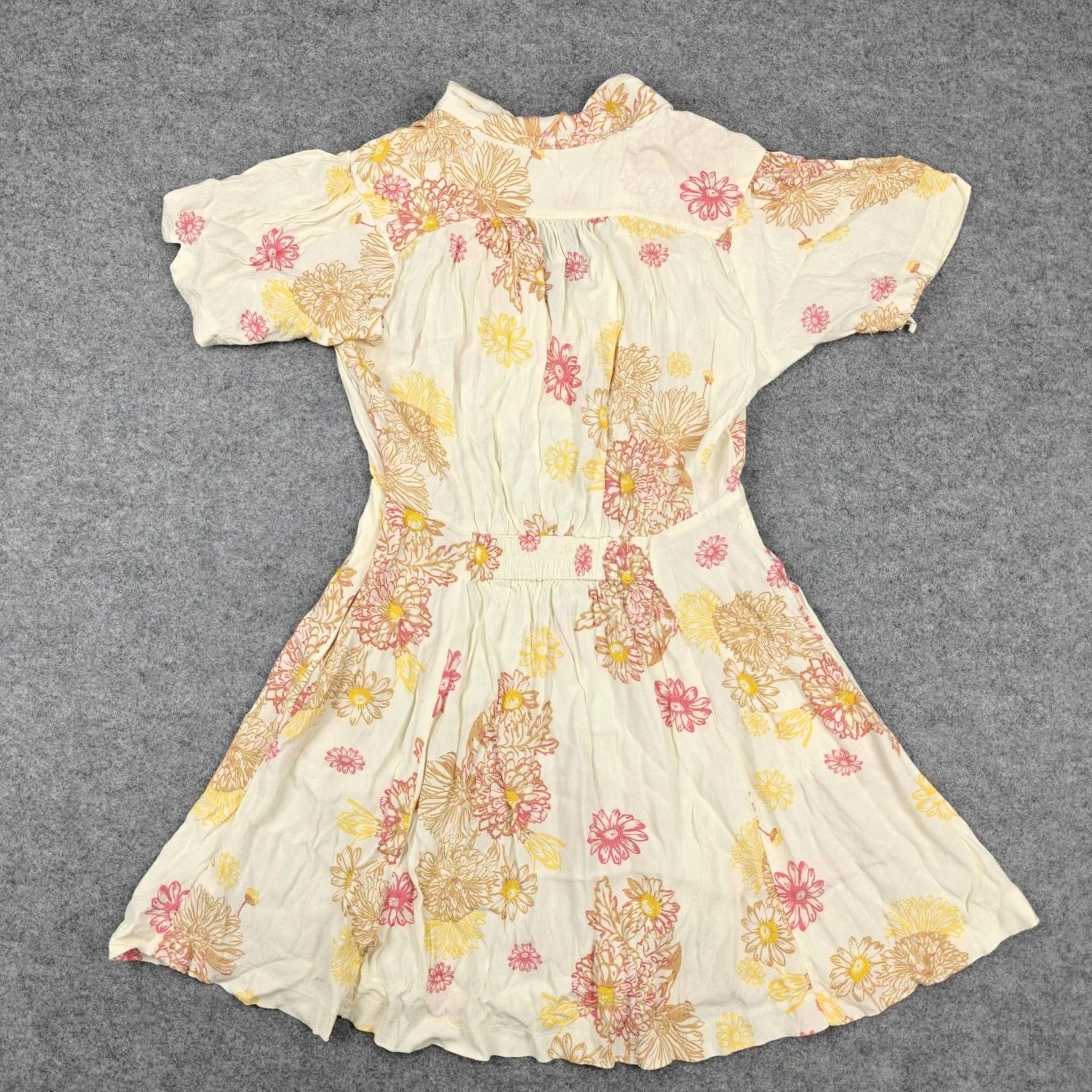 Free People VINTAGE? No — Free People Shirt Dress Womens S White Floral Collared Fit & Flare Short Size S / US 4 / IT 40 - 6 Thumbnail