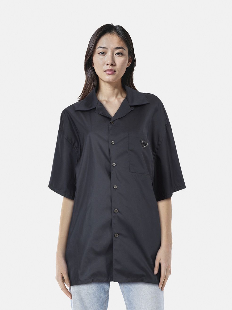 Prada Navy Boxy Fit Short Sleeve Shirt Size M / US 6-8 / IT 42-44 - 1 Thumbnail