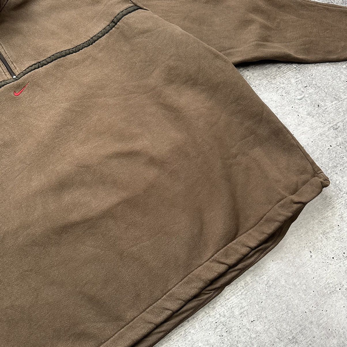 Nike × Vintage Nike Vintage 90s Center Logo Brown Faded 1/3 Zip Sweatshirt Size US XXL / EU 58 / 5 - 6 Thumbnail