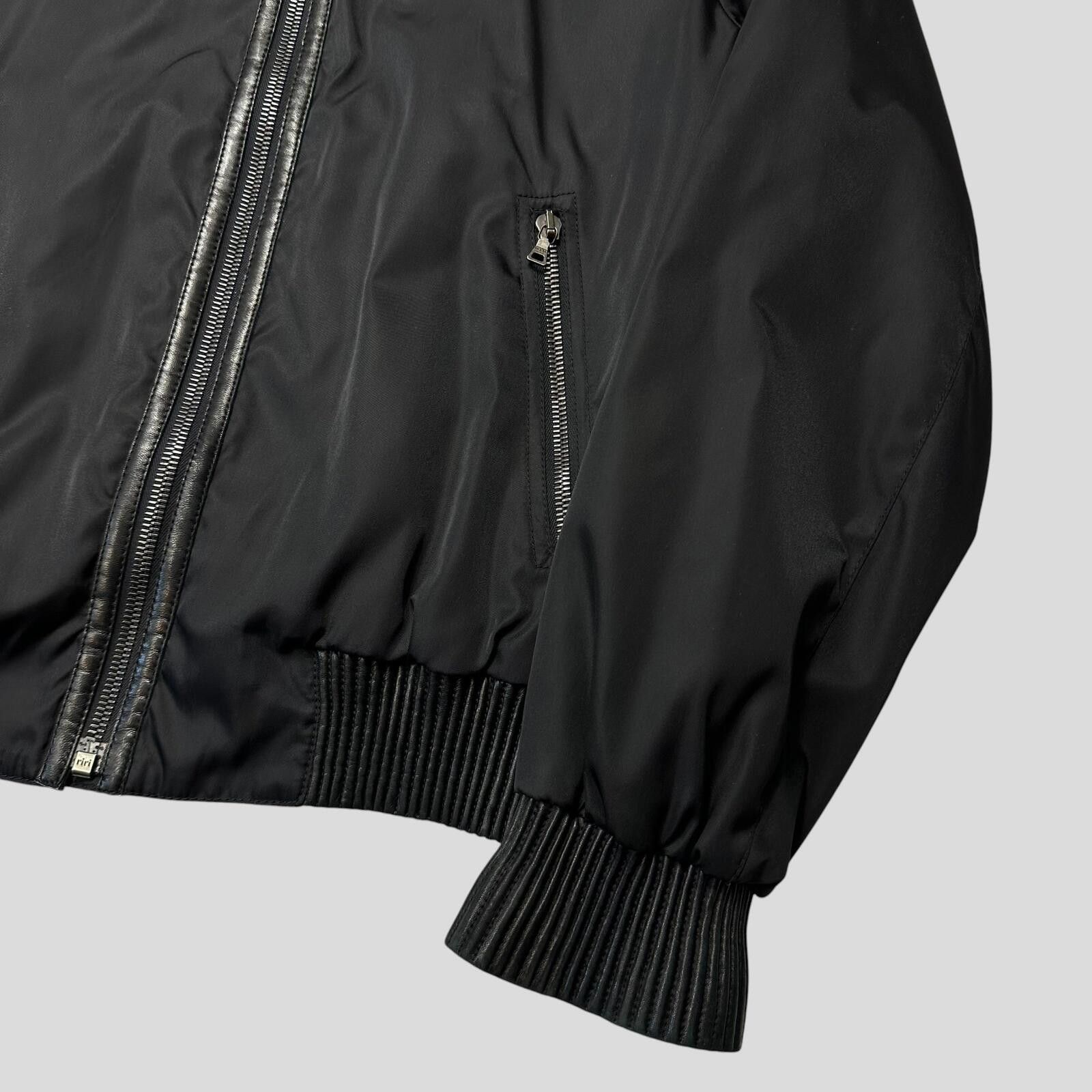 Prada Prada Milano 2007 Gabardine Nylon + Leather Bomber Jacket L Size US L / EU 52-54 / 3 - 7 Thumbnail