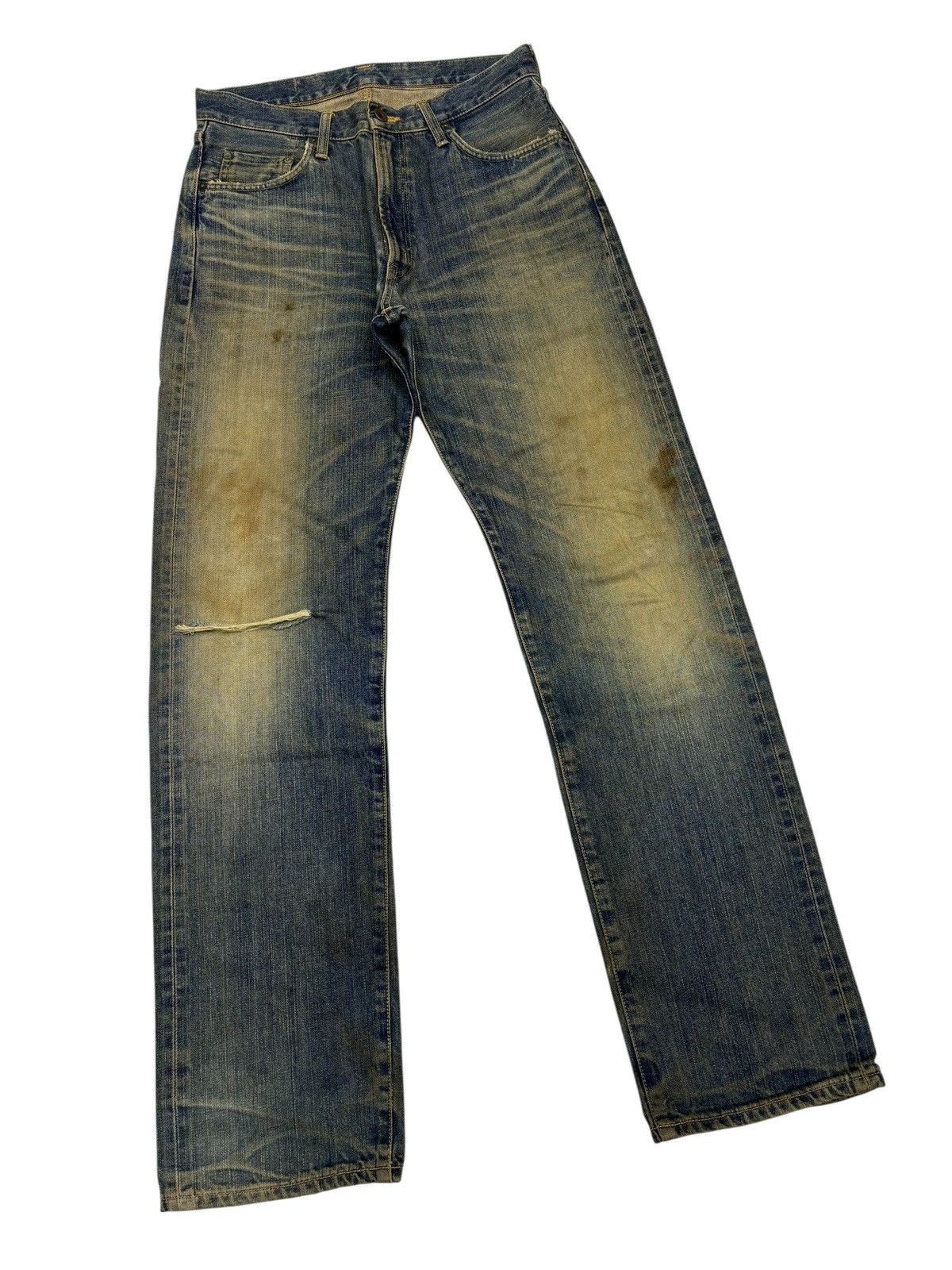 Kapital EDWIN 505XX MUD WASH SELVEDGE BAGGY DISTRESSED DENIM JEANS Size US 31 - 3 Thumbnail