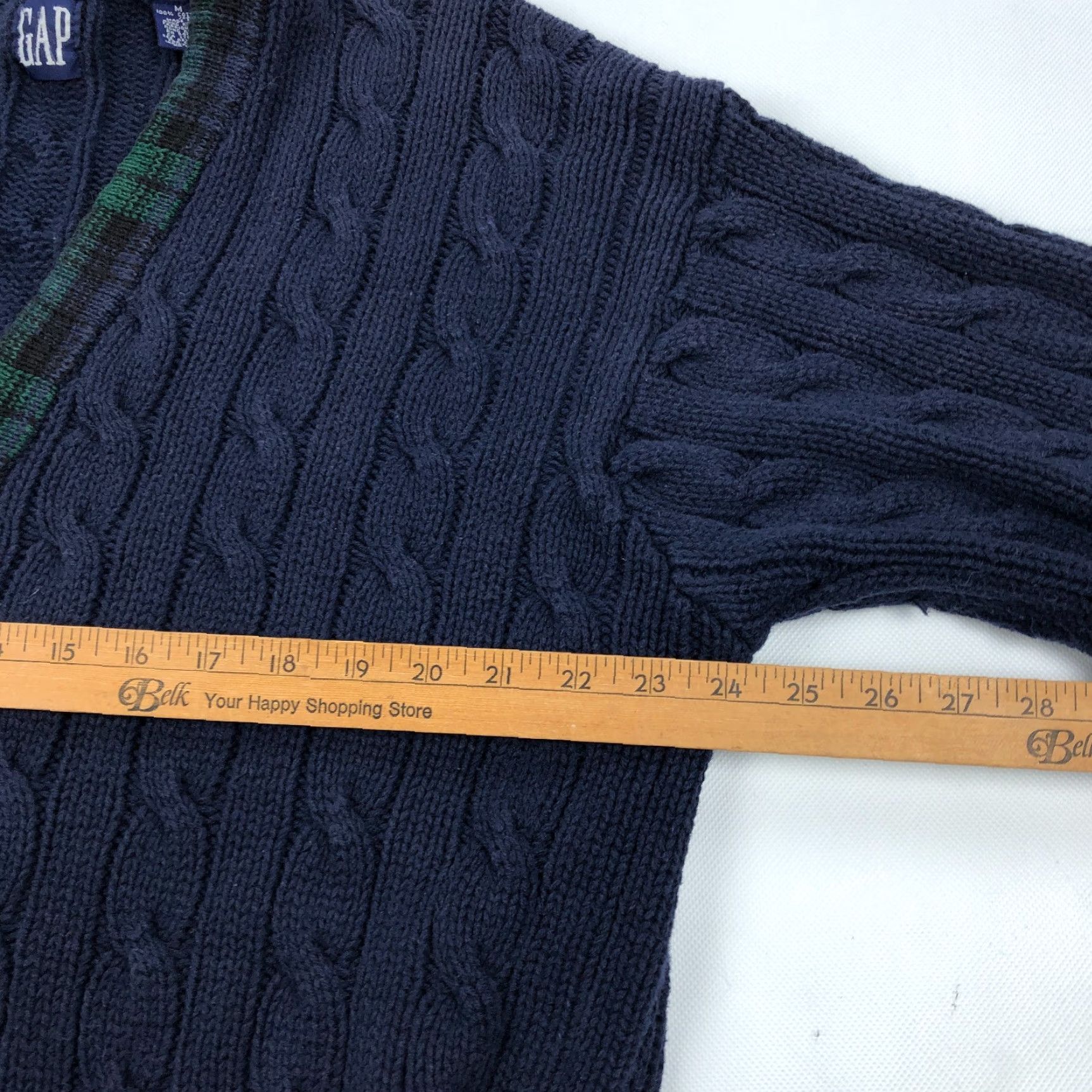 Gap VINTAGE Gap Cardigan Sweater Mens M Cable-Knit 80s Blue Size US M / EU 48-50 / 2 - 6 Thumbnail