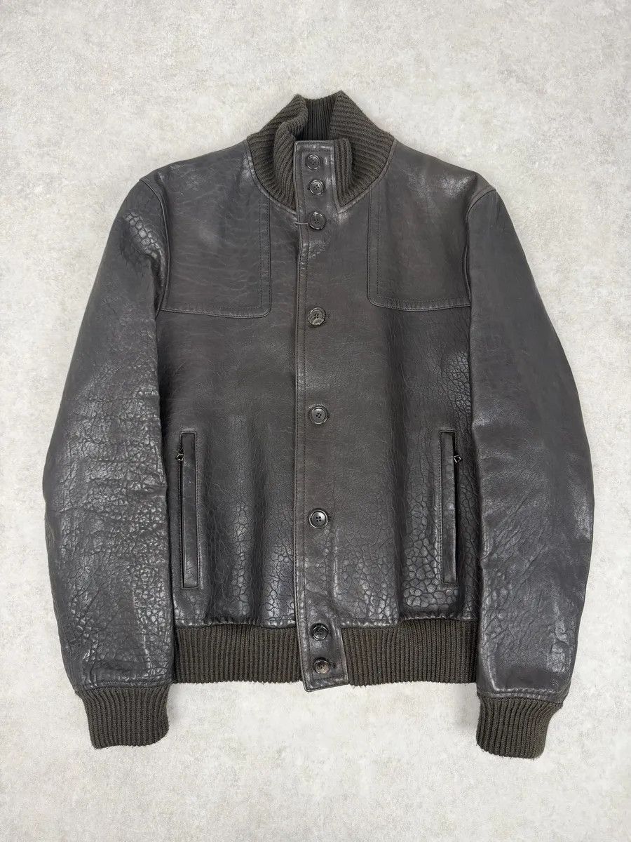 Gucci AW2011 Gucci Brown Buttoned Grained Leather Jacket Size US M / EU 48-50 / 2 - 1 Thumbnail