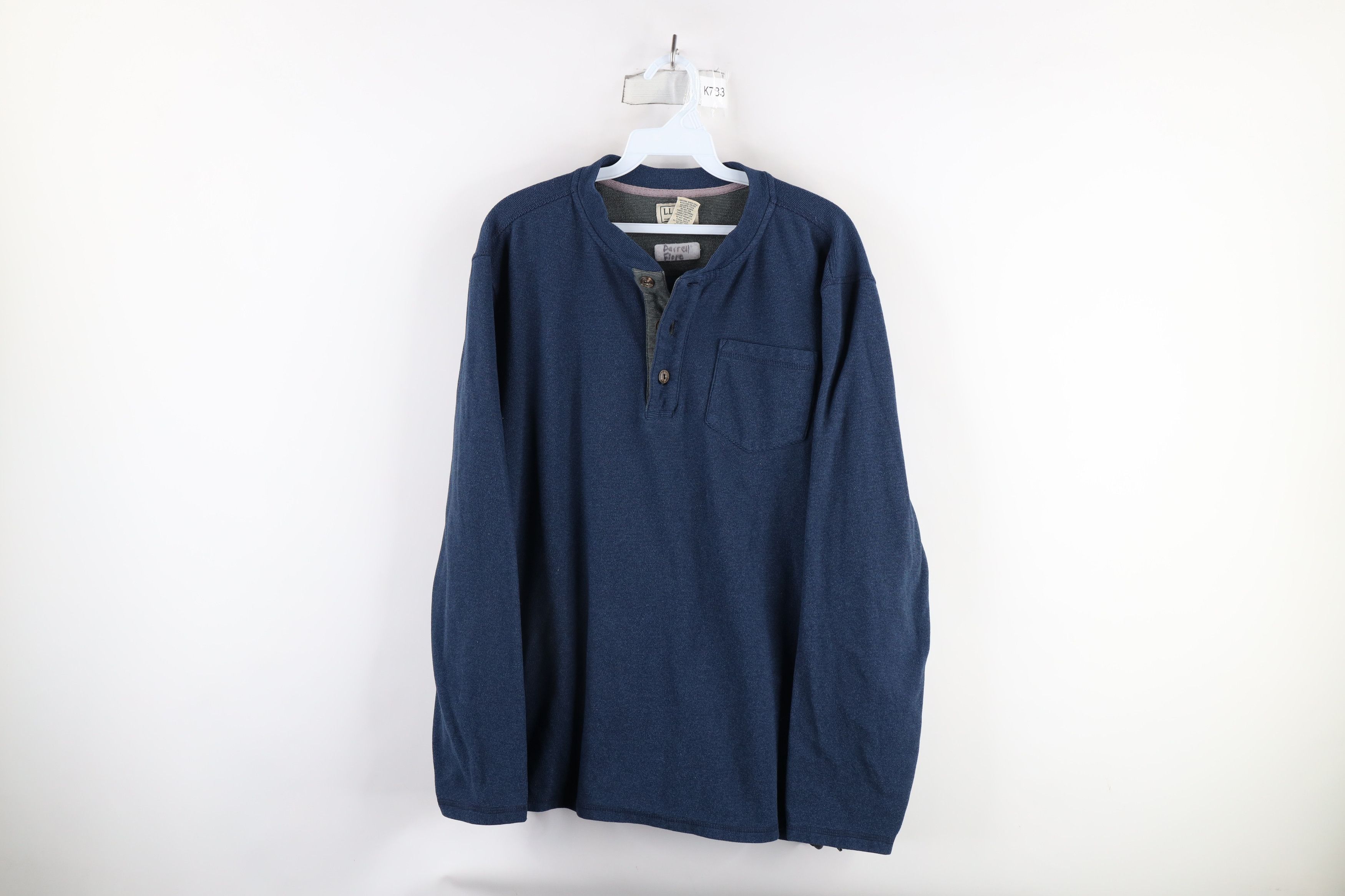 Vintage LL Bean Knit Striped Long Sleeve Henley T-Shirt