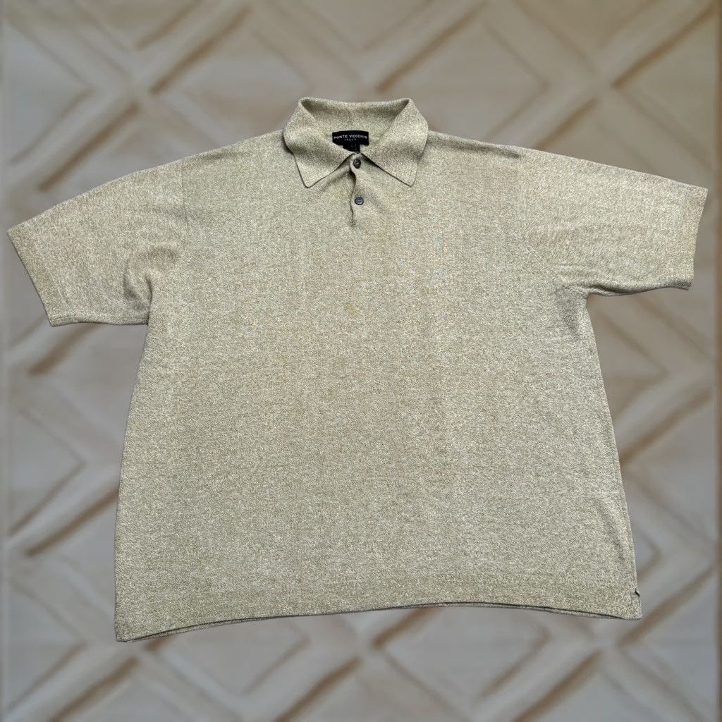 Vintage Ponte Vecchio Polo Shirt Mens L Marled Sage Green Short Sleeve Knit Classic, Designer, Preppy Size US L / EU 52-54 / 3 - 1 Thumbnail