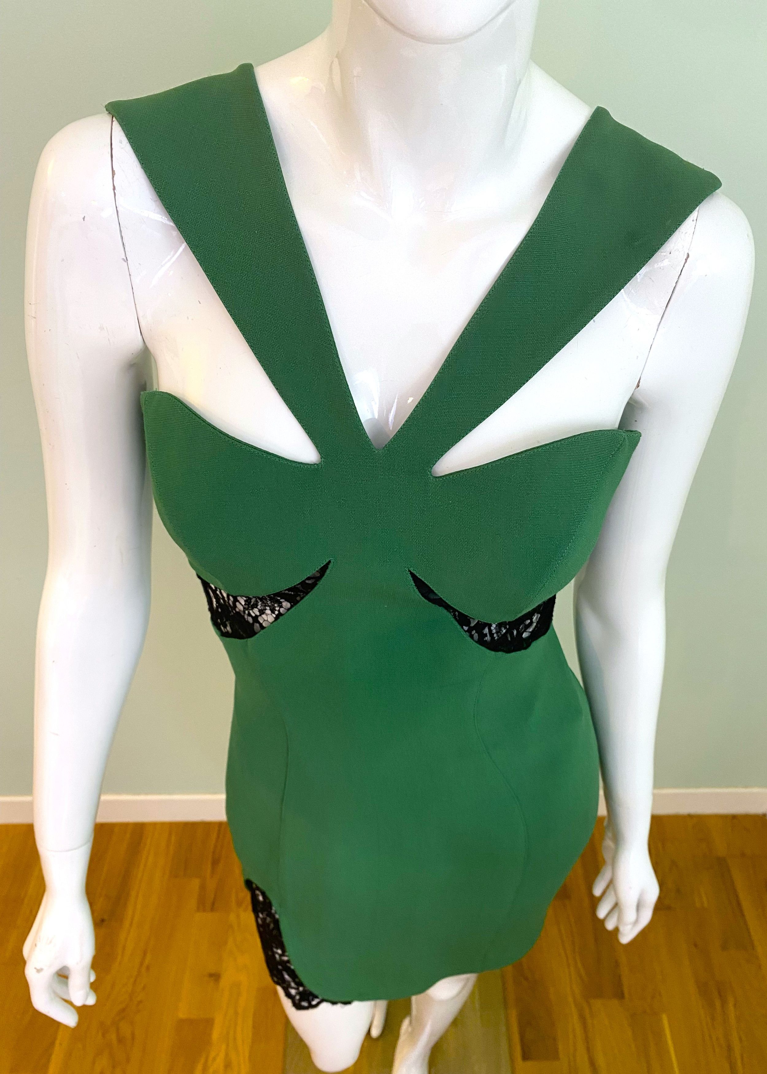 Thierry Mugler Thierry Mugler 1992 S/S Lace Crepe Demi Moore Bustier Dress Size M / US 6-8 / IT 42-44 - 4 Thumbnail