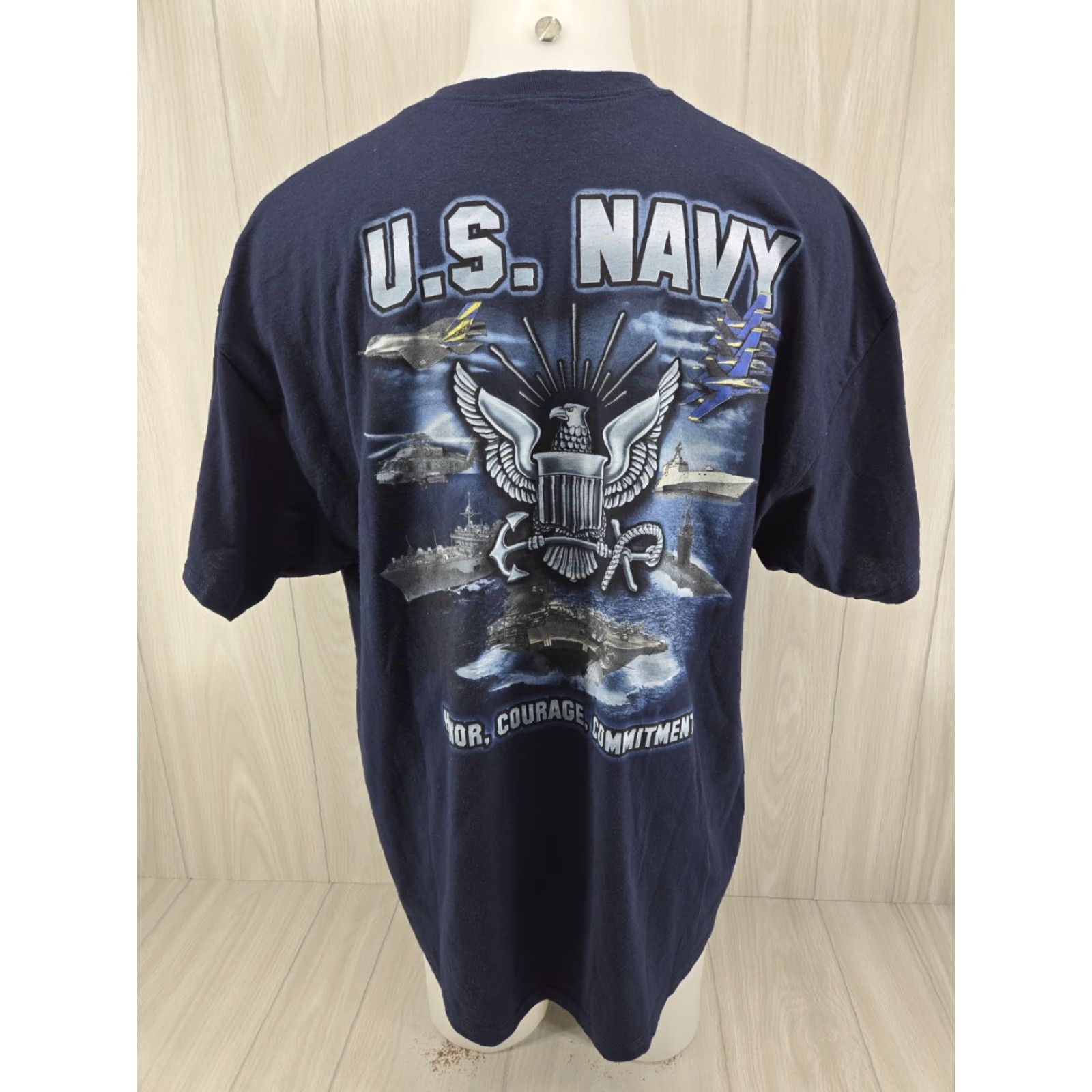 Gildan US Navy USN Honor Courage Committment BLUE Adult T-shirt 2XL Navy Boy? Size US XXL / EU 58 / 5 - 2 Thumbnail