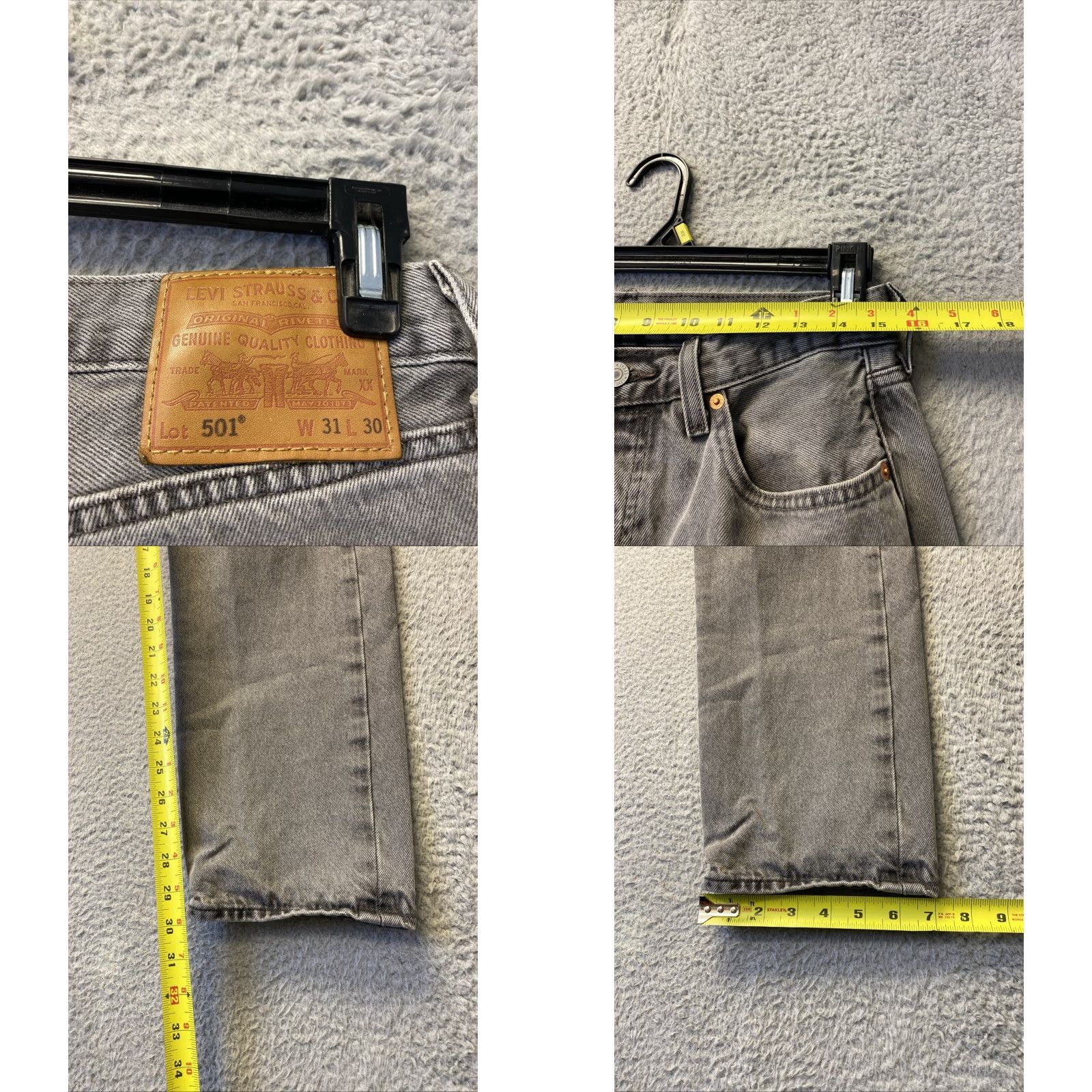 Levi's Levi's 501 Premium Jeans Men 31x30 Gray Straight Regular Button Fly /0384 Size US 31 - 8 Thumbnail
